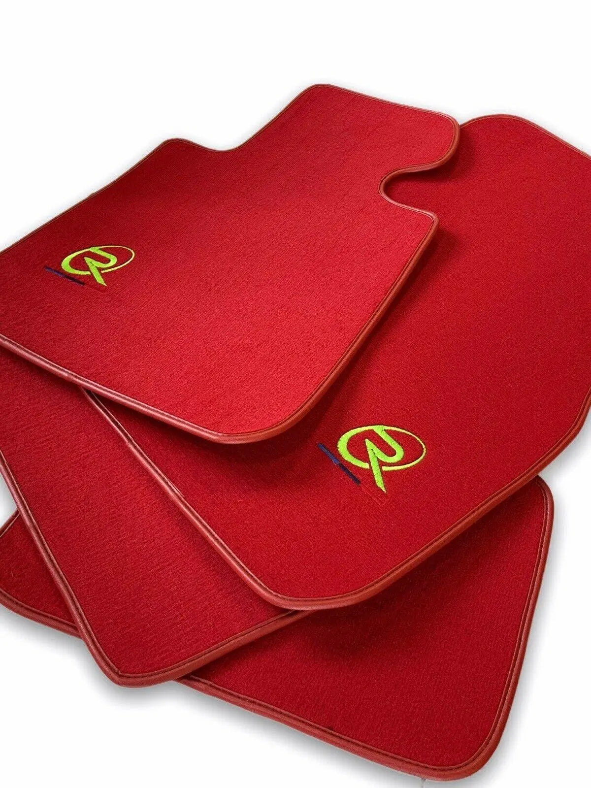 Red Floor Mats For BMW 2 Series F45 ROVBUT Brand Tailored Set Perfect Fit Green SNIP Collection - AutoWin