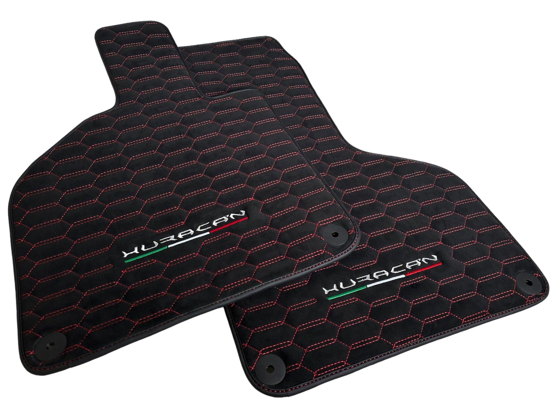 Alcantara Floor Mats for Lamborghini Huracan Red Sewing - AutoWin