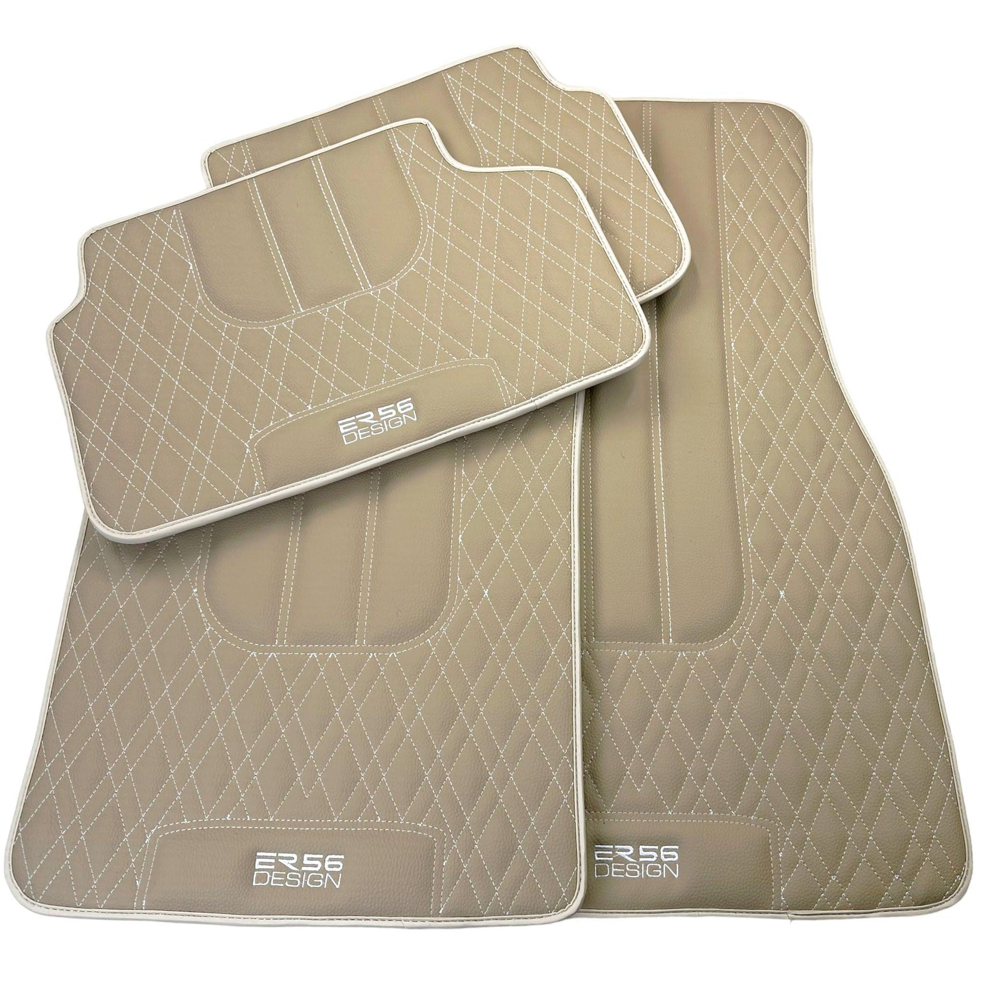 Beige Leather Floor Mats For BMW M5 E60 - AutoWin