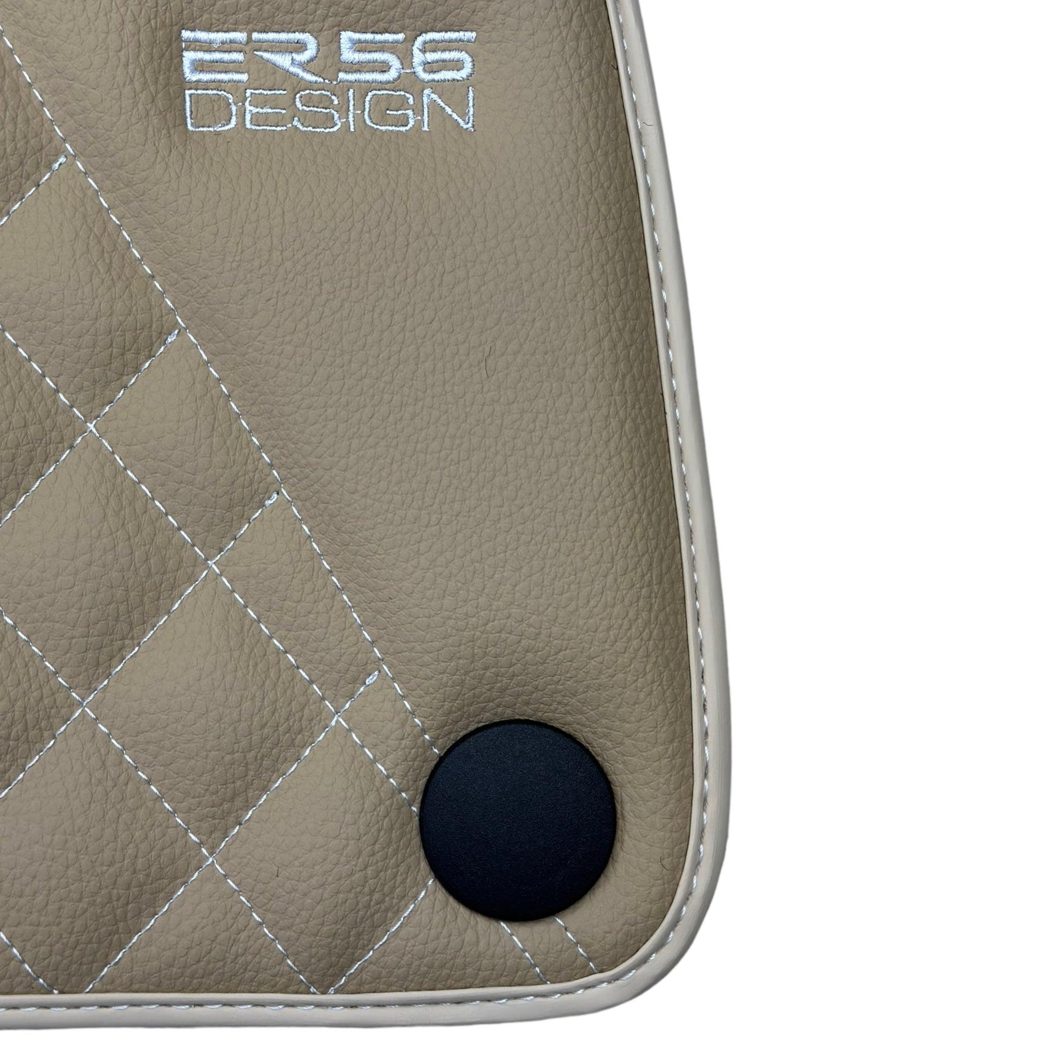 Beige Leather Floor Mats For Mercedes Benz C-Class W205 Sedan Facelift (2018-2021) | ER56 Design - AutoWin
