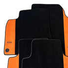 Black Floor Mats for Audi A4 - B7 Convertible (2006-2009) With Orange Alcantara | ER56 Design - AutoWin
