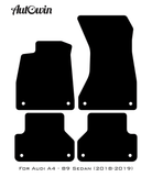 Black Floor Mats for Audi A4 - B9 Sedan (2018-2019) With Orange Alcantara | ER56 Design - AutoWin