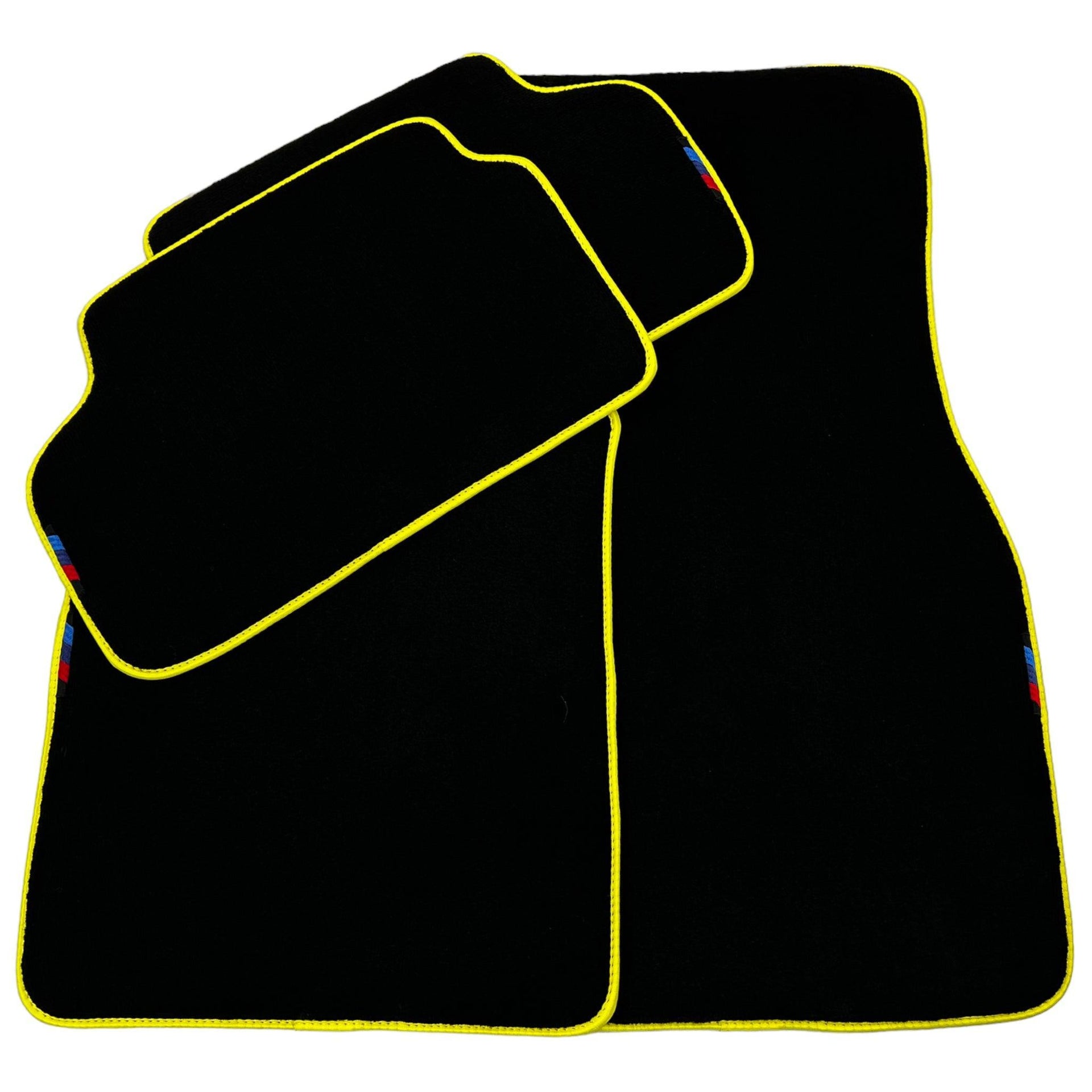 Black Floor Mats For BMW 1 Series F20 | Yellow Trim - AutoWin