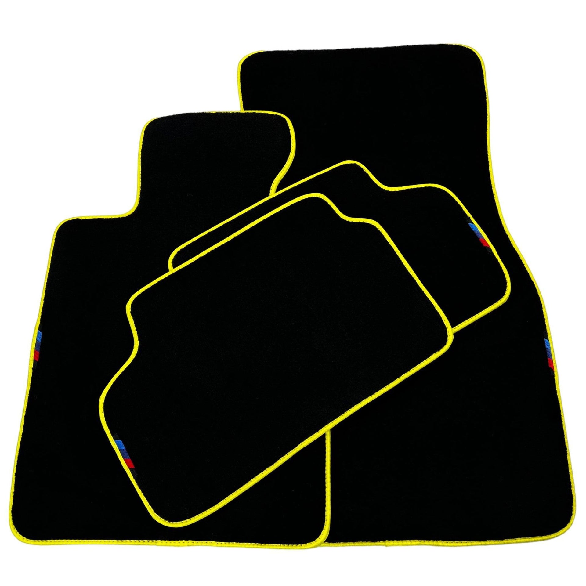 Black Floor Mats For BMW 2 Series F22 | Yellow Trim - AutoWin