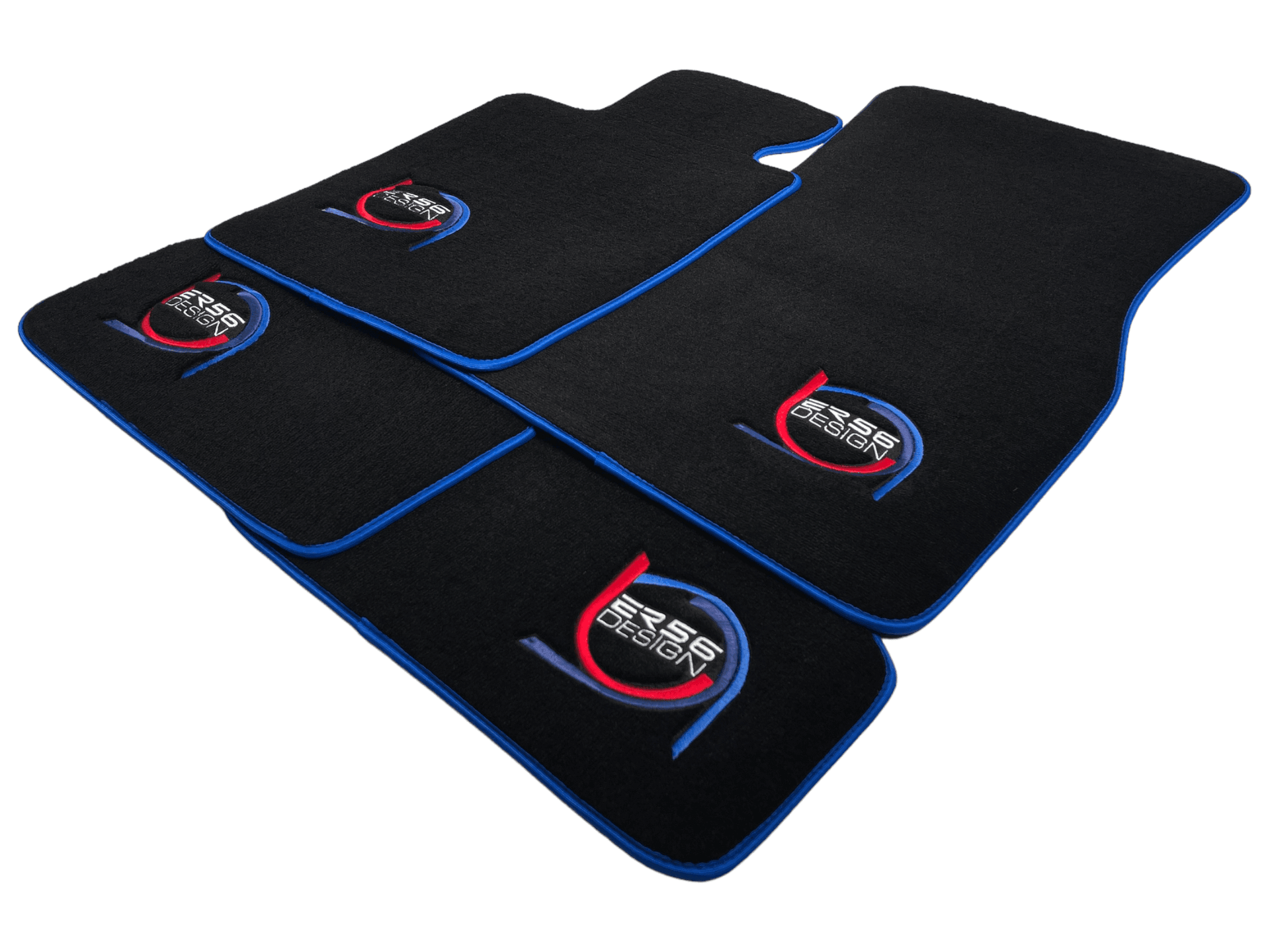 Black Floor Mats For BMW 3 Series E46 Convertible ER56 Design Limited Edition Blue Trim - AutoWin