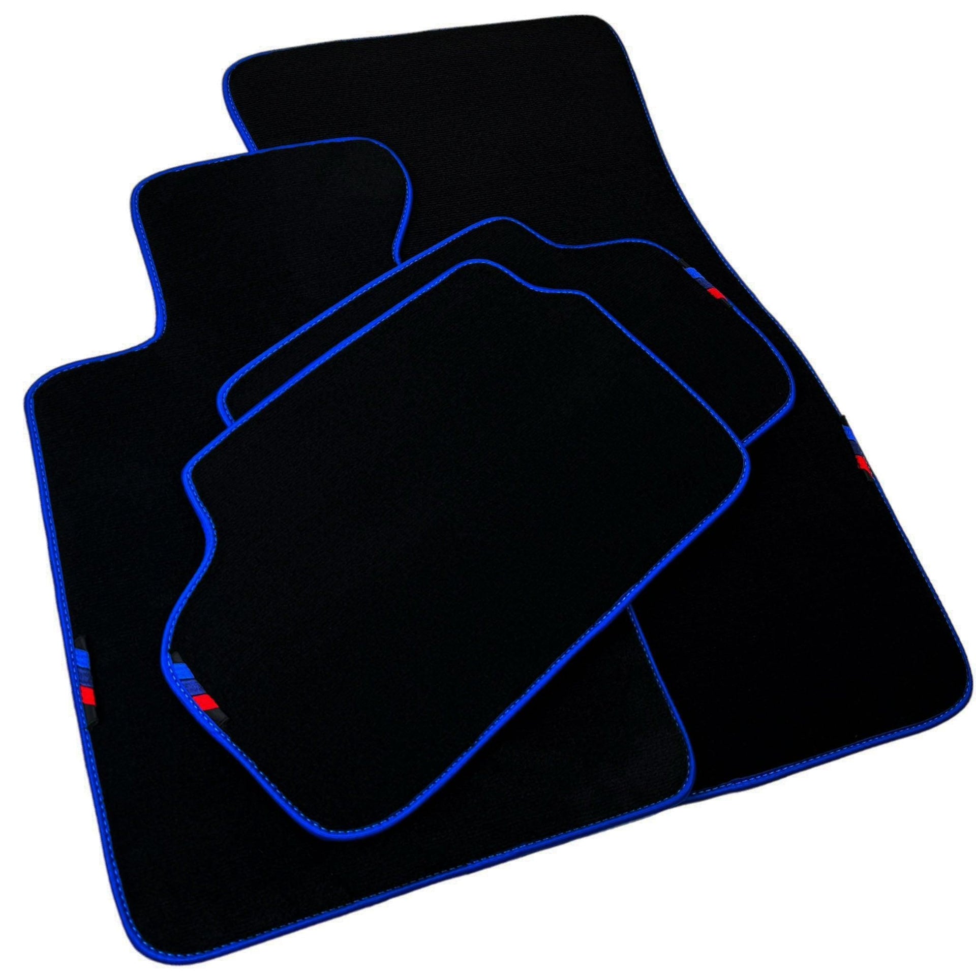 Black Floor Mats For BMW 3 Series E90 | Blue Trim - AutoWin
