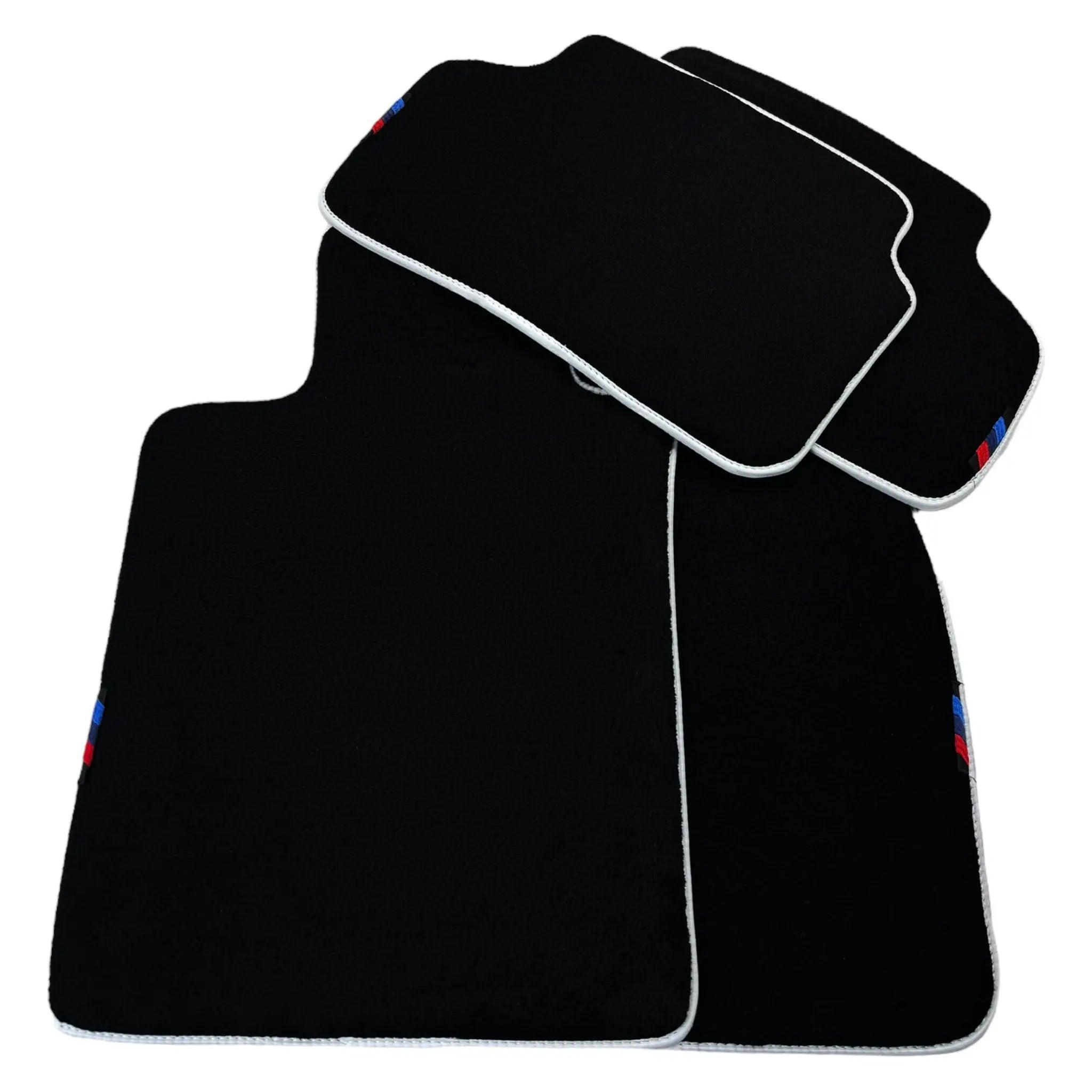 Black Floor Mats For BMW 3 Series E90 | White Trim - AutoWin