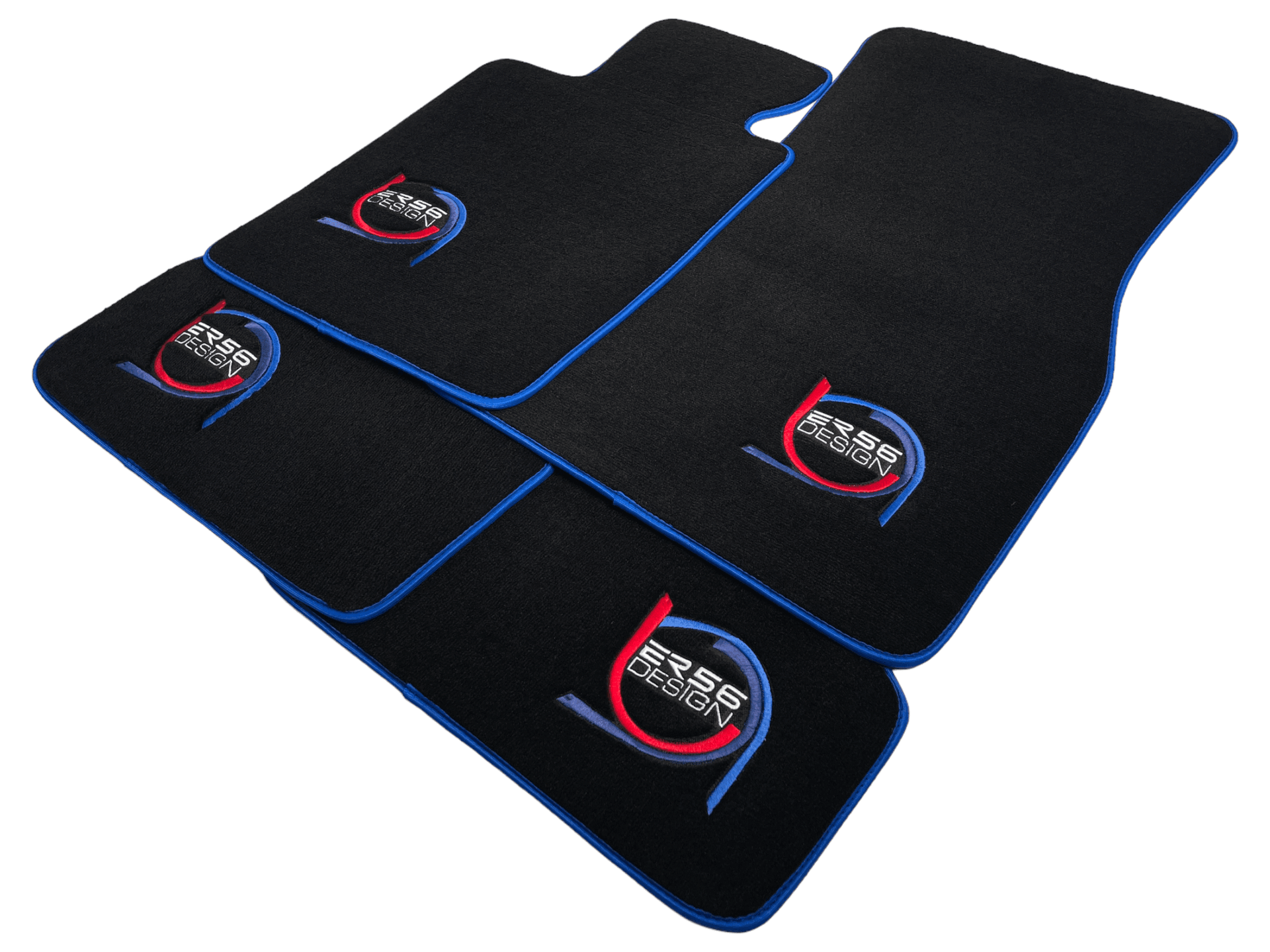 Black Floor Mats For BMW 6 Series E64 Convertible ER56 Design Limited Edition Blue Trim - AutoWin