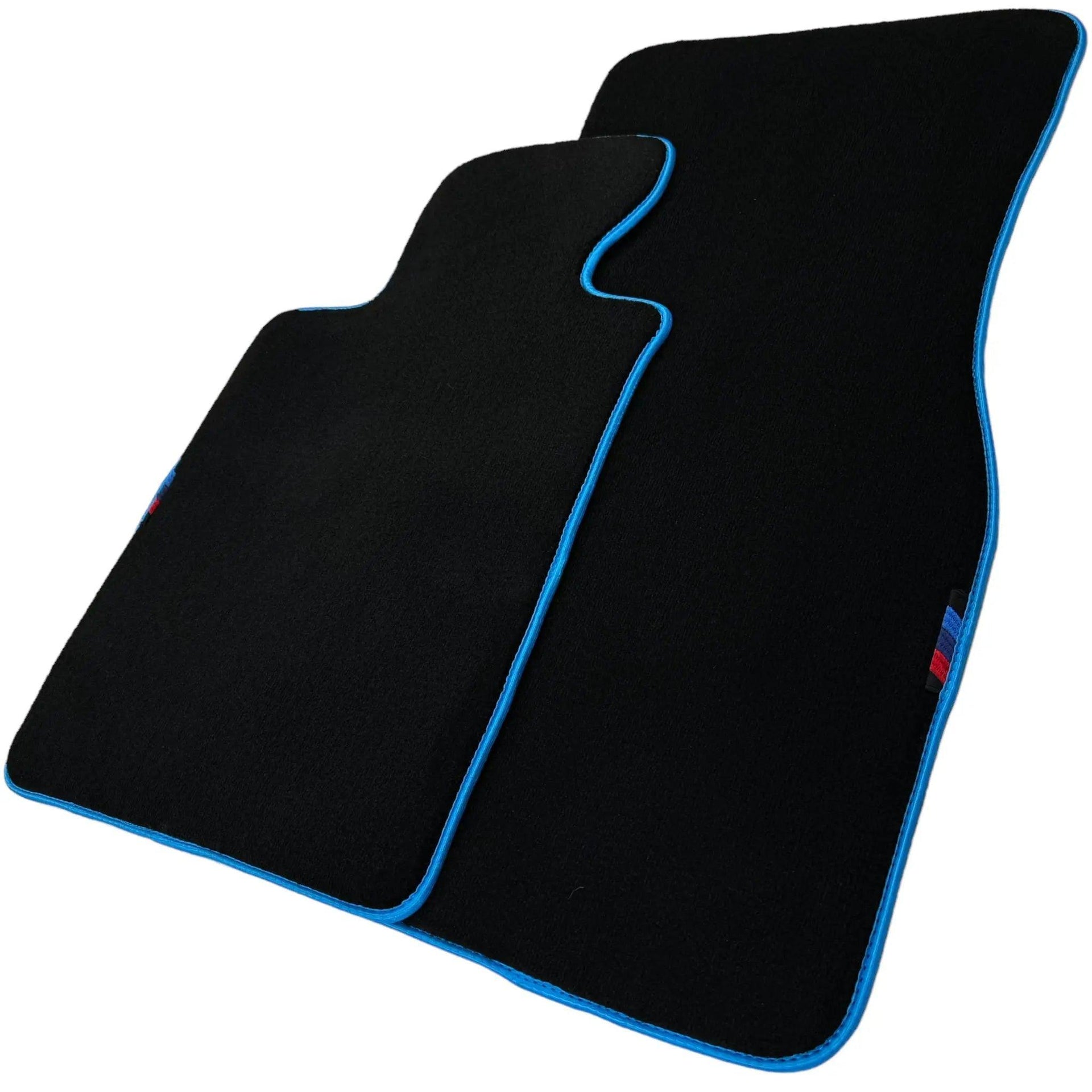 Black Floor Mats For BMW 7 Series E65 | Sky Blue Trim AutoWin Brand - AutoWin
