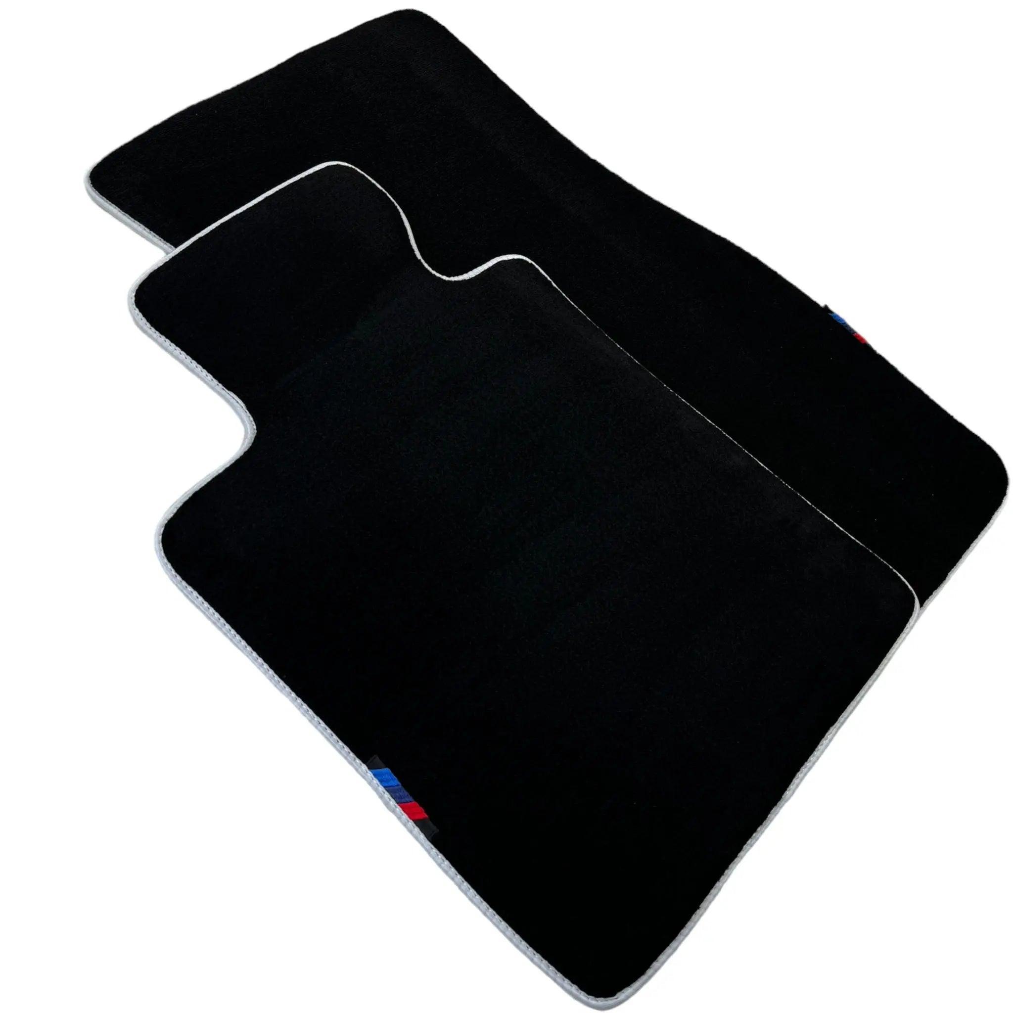 Black Floor Mats For BMW 7 Series E65 | White Trim AutoWin Brand - AutoWin