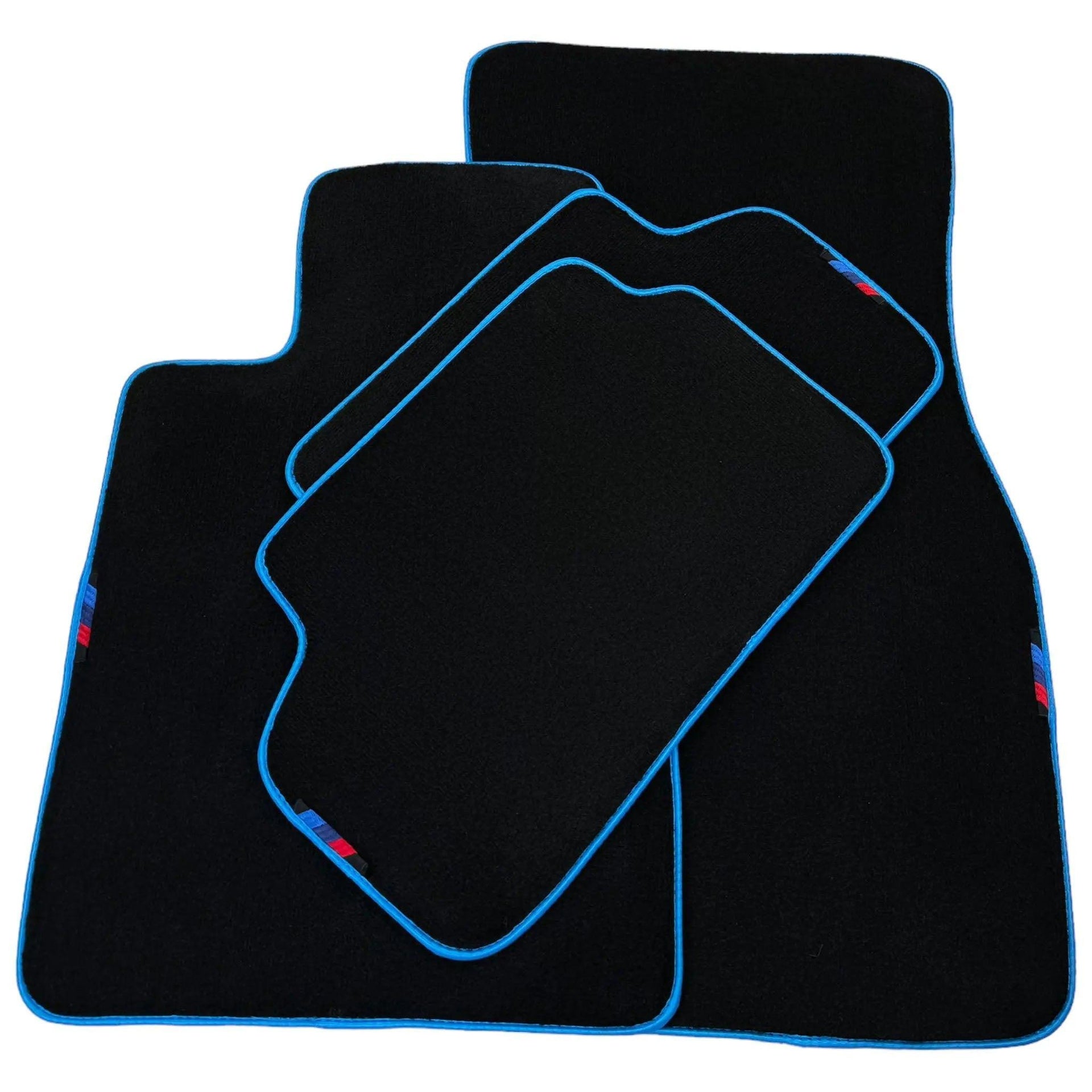 Black Floor Mats For BMW 8 Series Gran Coupe G16 | Sky Blue Trim AutoWin Brand - AutoWin