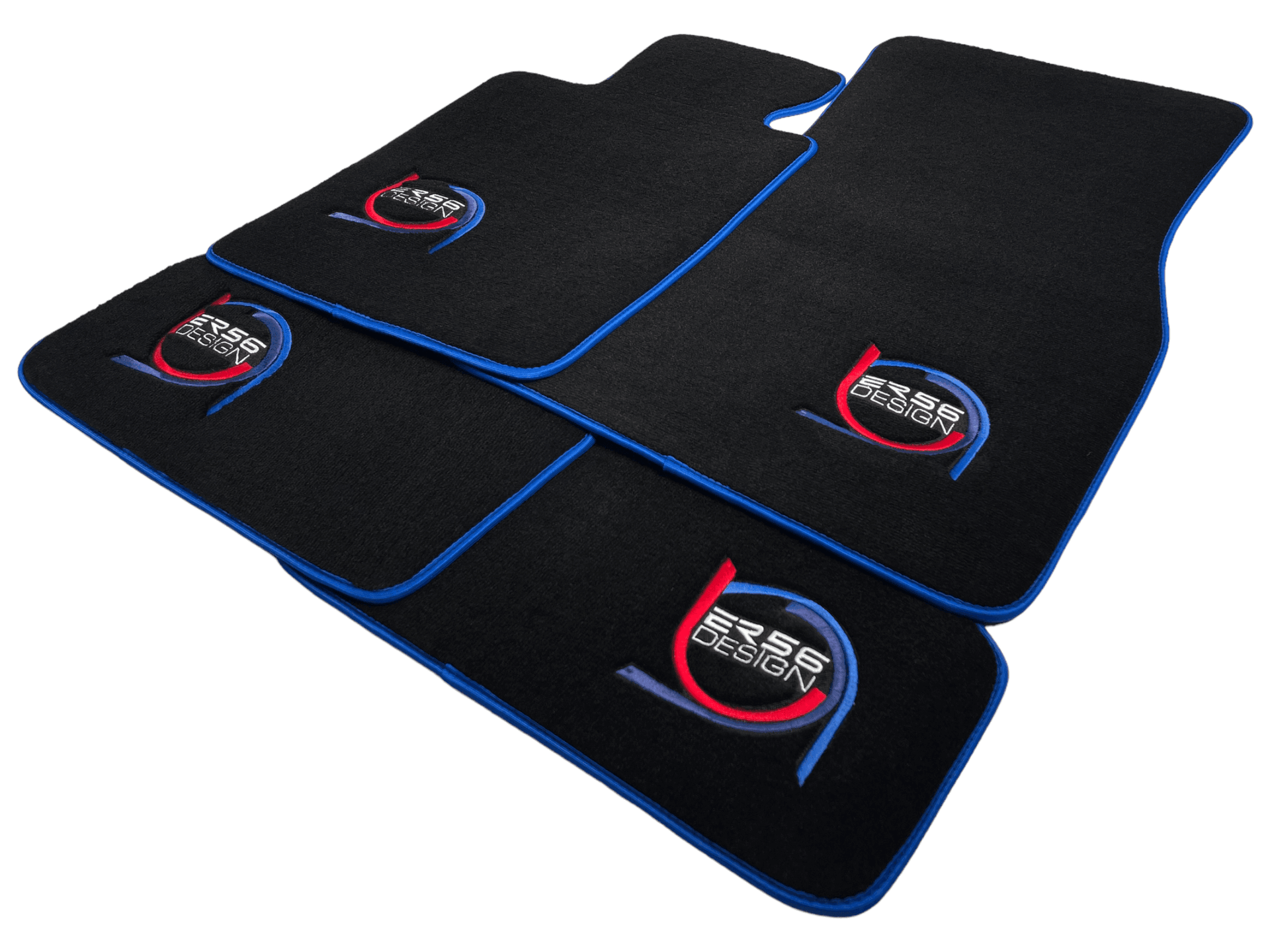 Black Floor Mats For BMW X3 - E83 SUV ER56 Design Limited Edition Blue Trim - AutoWin