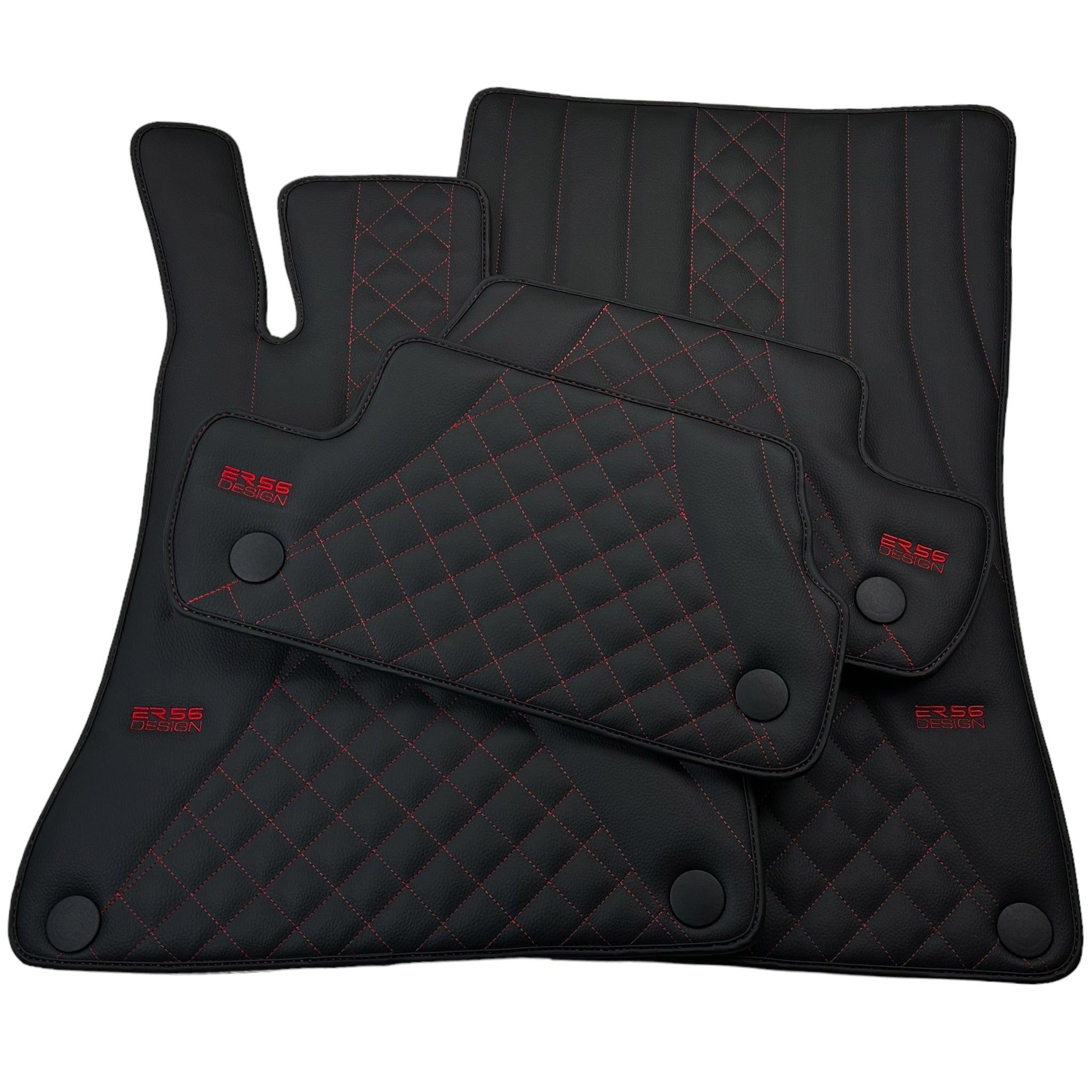 Black Leather Floor Mats For Mercedes Benz EQE-Class V295 (2022-2023) | ER56 Design - AutoWin