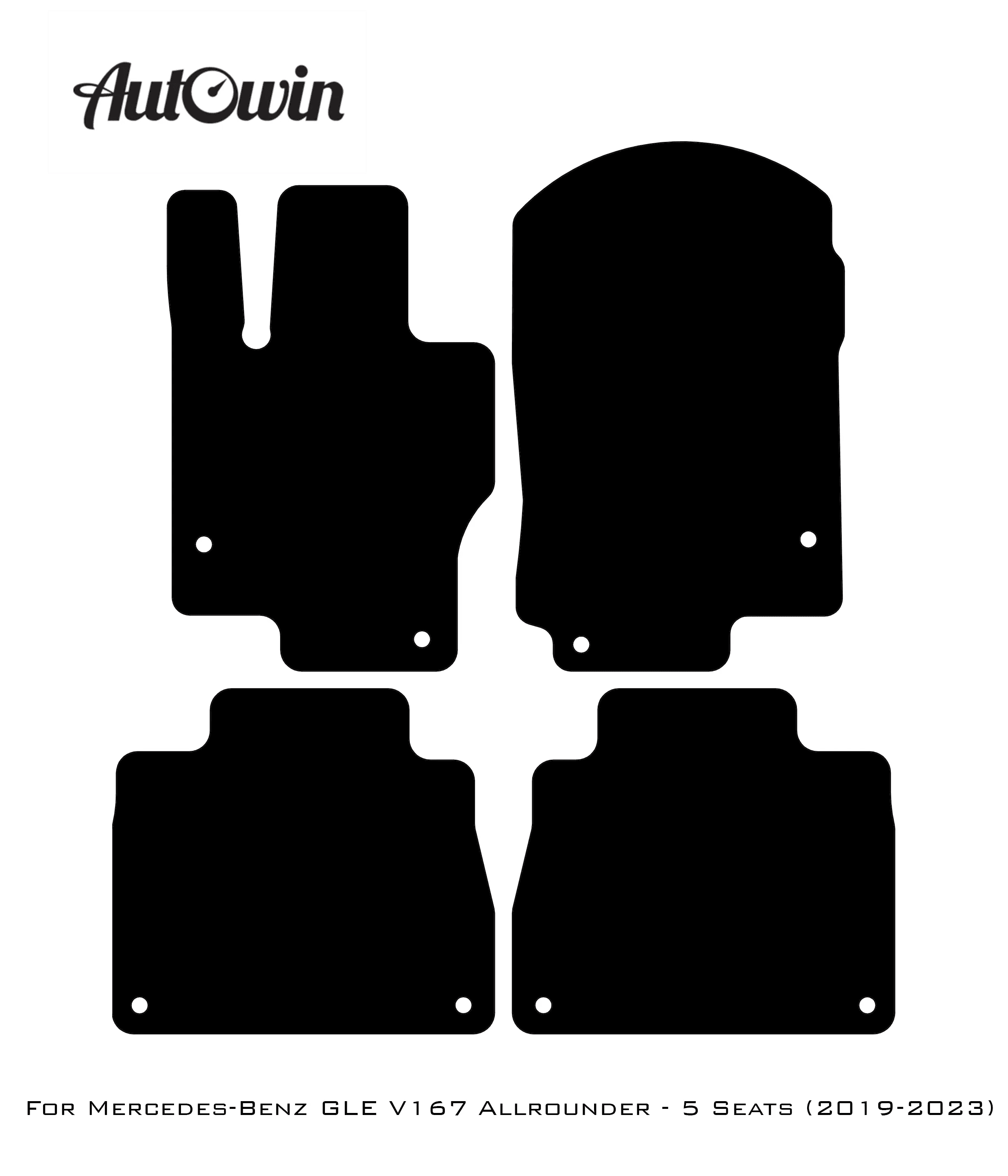 Black Luxury Floor Mats For Mercedes Benz GLE-Class V167 Allrounder - 5 Seats (2019-2023) | ER56 Design - AutoWin