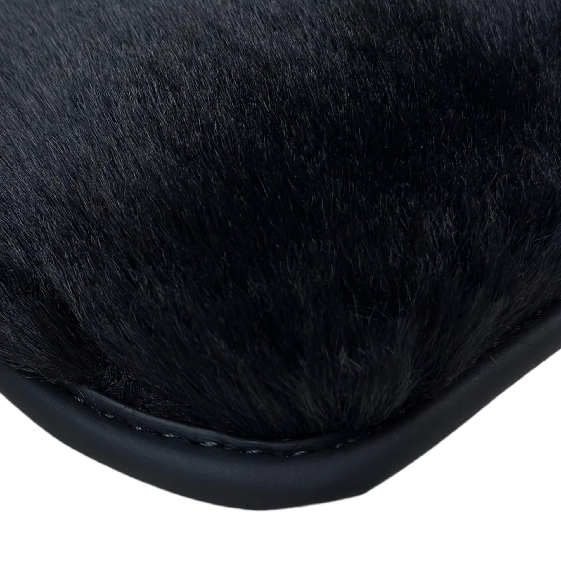 Black Sheepskin Floor Mats For BMW 5 Series E34 Sedan No Steps Edition - AutoWin