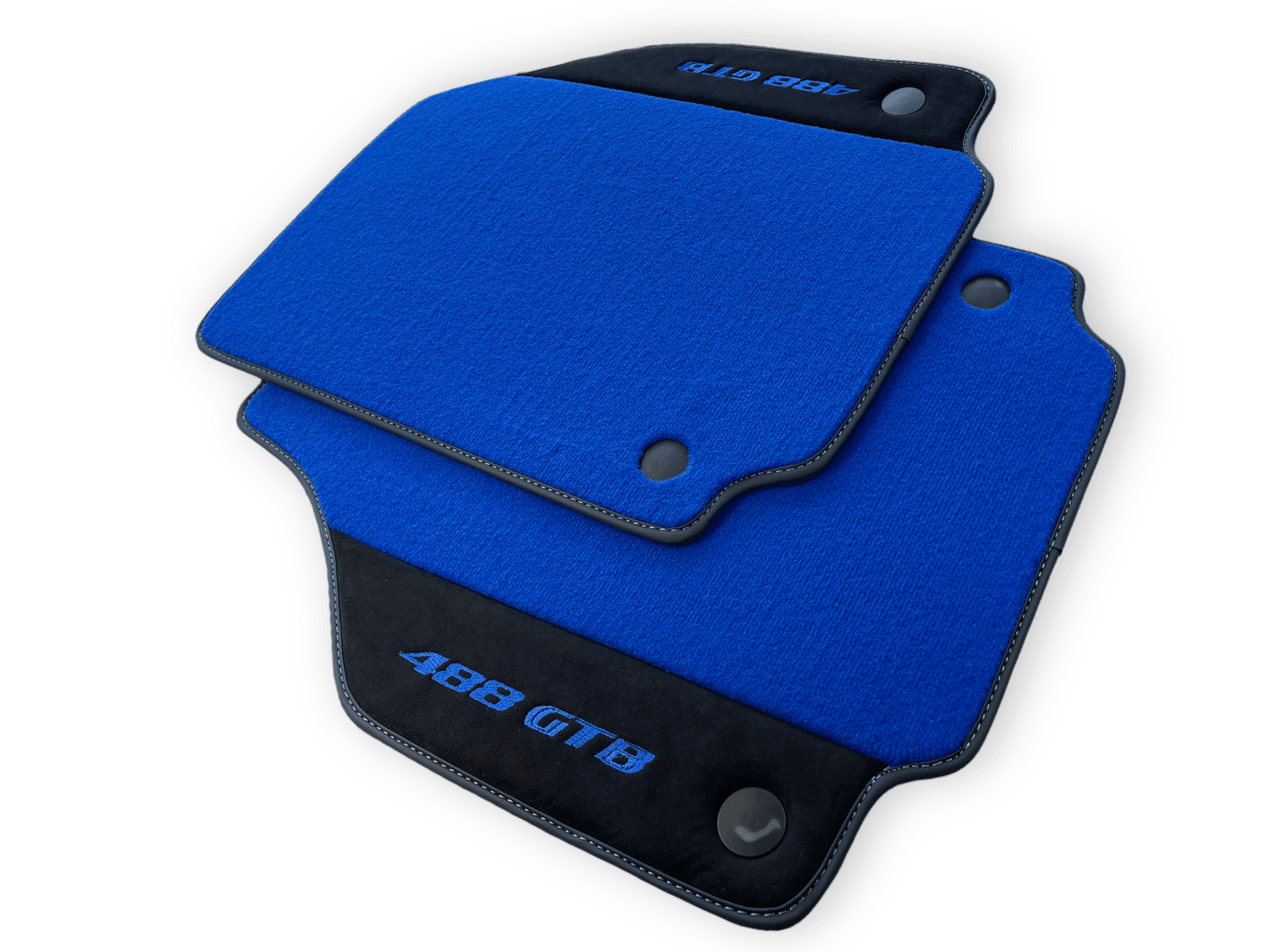 Blue Floor Mats For Ferrari 488 GTB 2016-2022 Carpets With Alcantara Leather - AutoWin