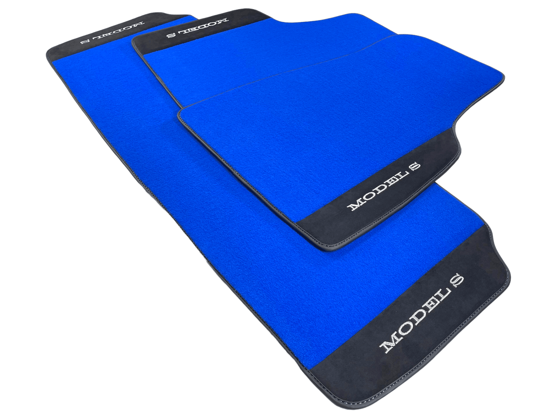 Blue Floor Mats For Tesla Model S With Alcantara Leather - AutoWin