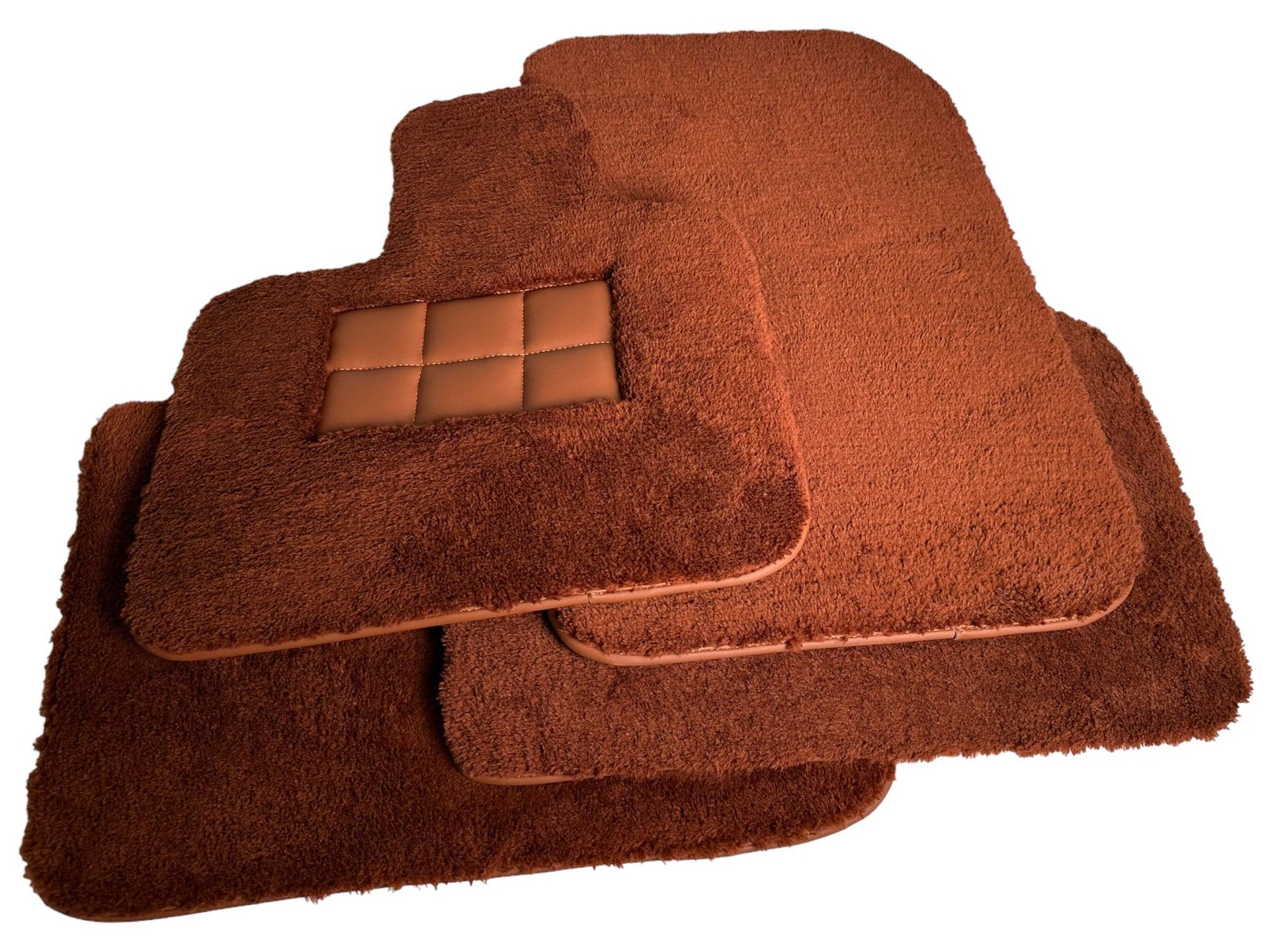 Brown Sheepskin Floor Mats For Rolls Royce Wraith 2013-2023 Er56 Design - AutoWin