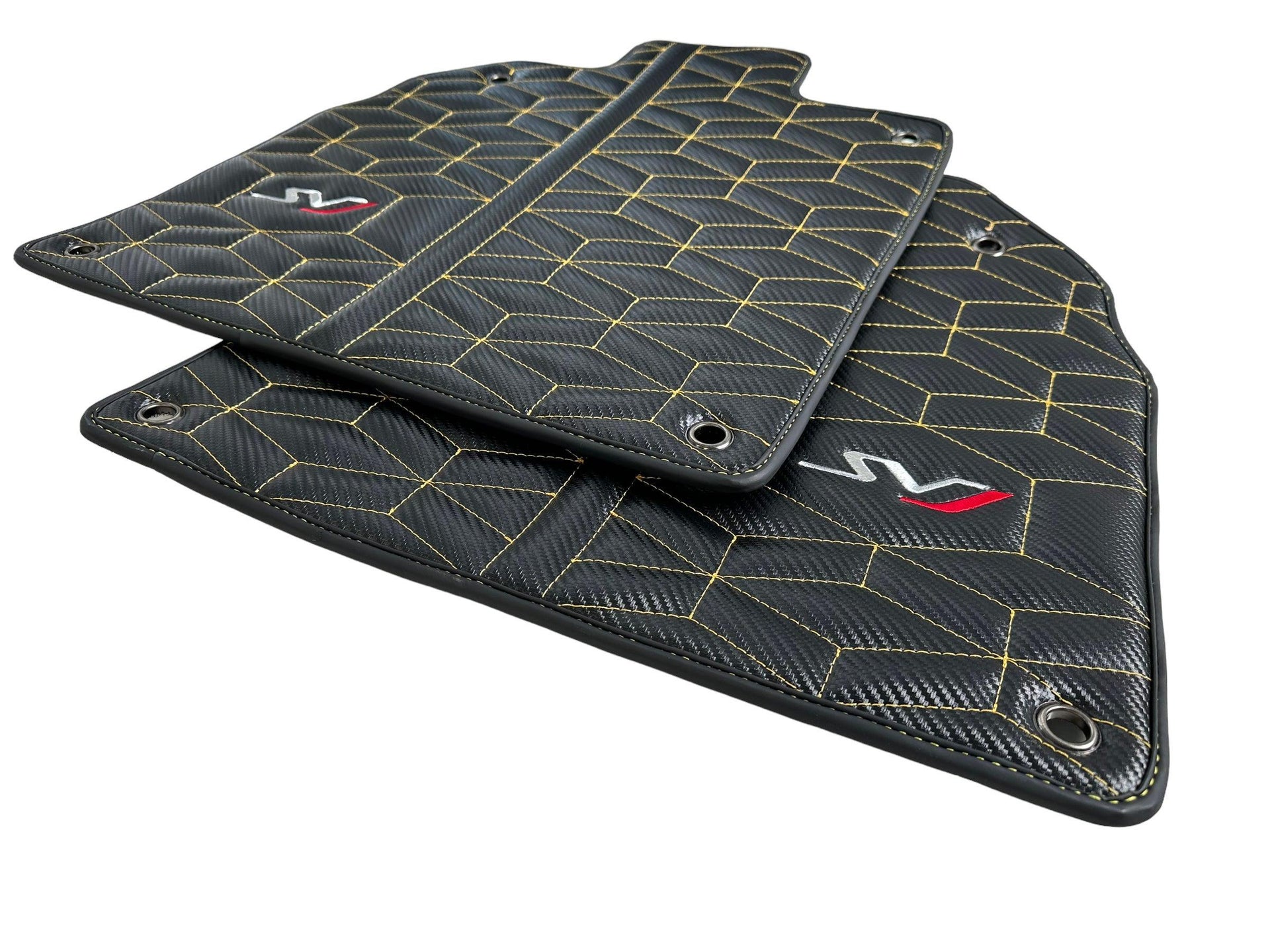 Carbon Leather Floor Mats for Lamborghini Aventador SVJ Limited Edition - AutoWin