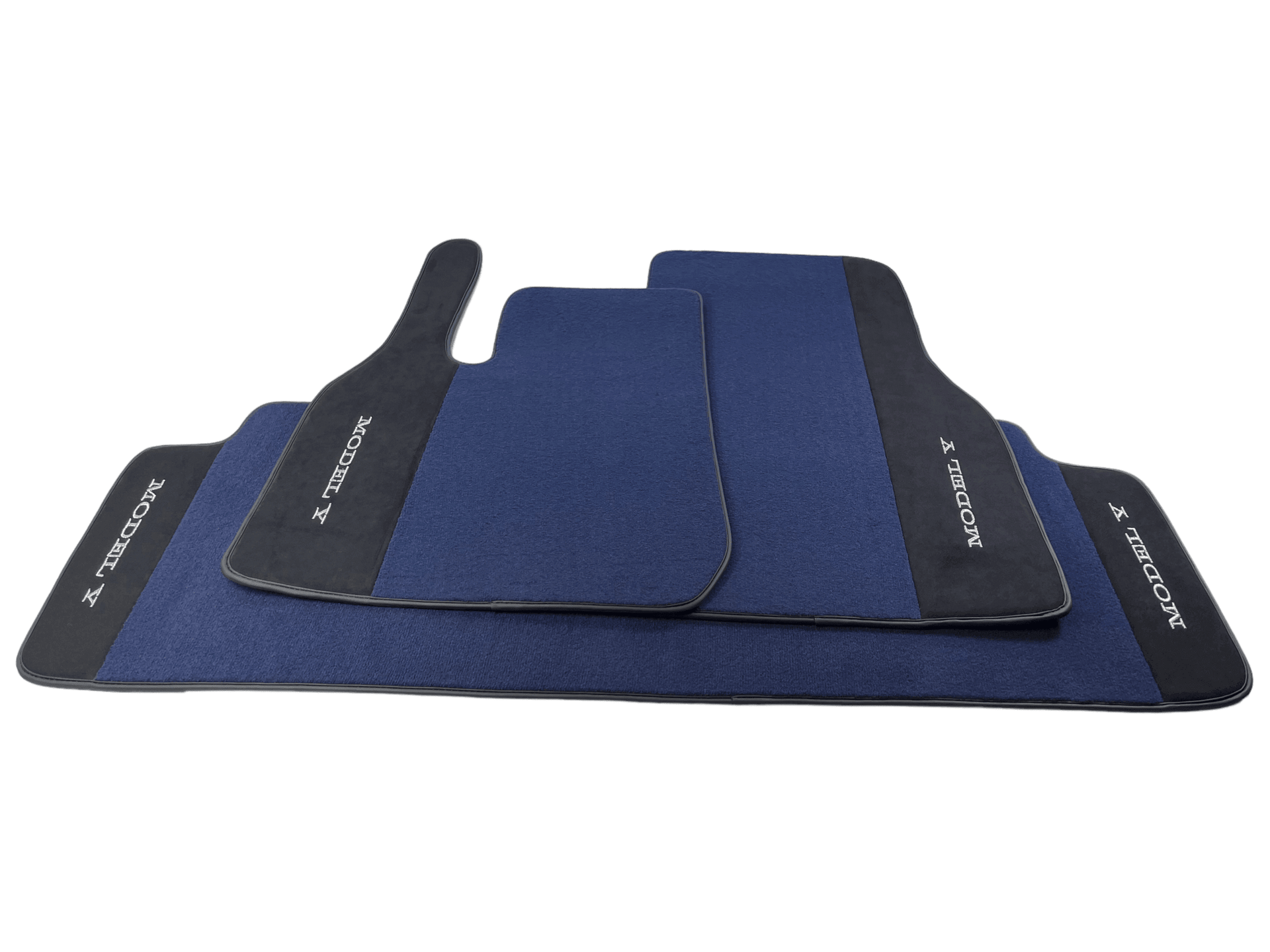 Dark Blue Floor Mats For Tesla Model Y With Alcantara Leather - AutoWin