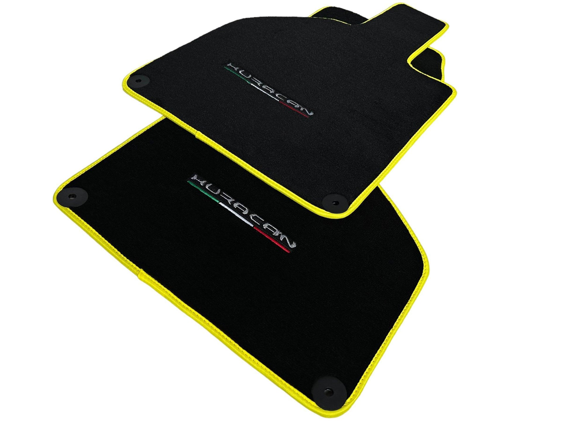 Floor Mats for Lamborghini Huracan With Italian Flag | Yellow Trim - AutoWin
