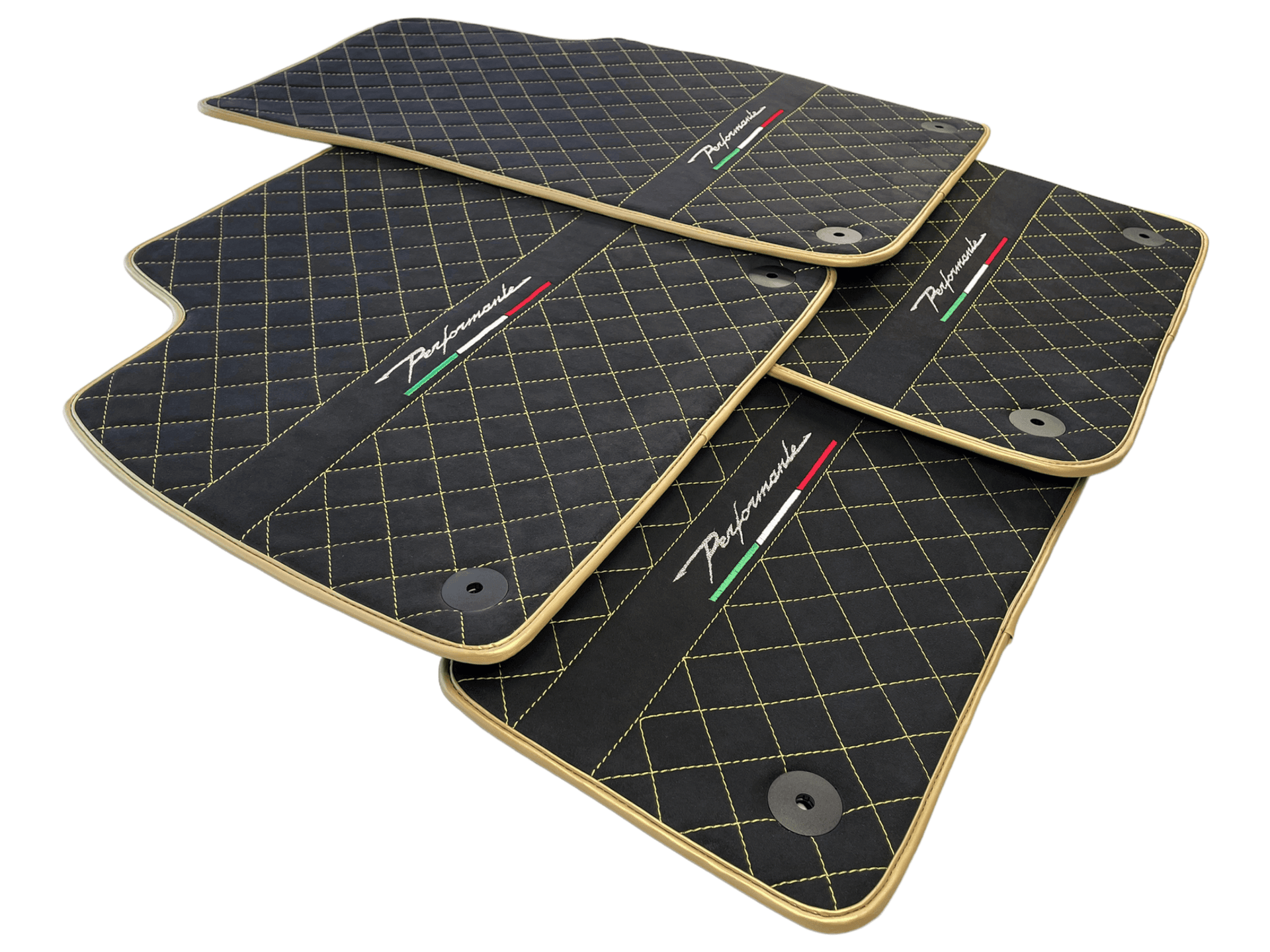 Floor Mats For Lamborghini Urus Performante Alcantara Leather Gold Trim - AutoWin
