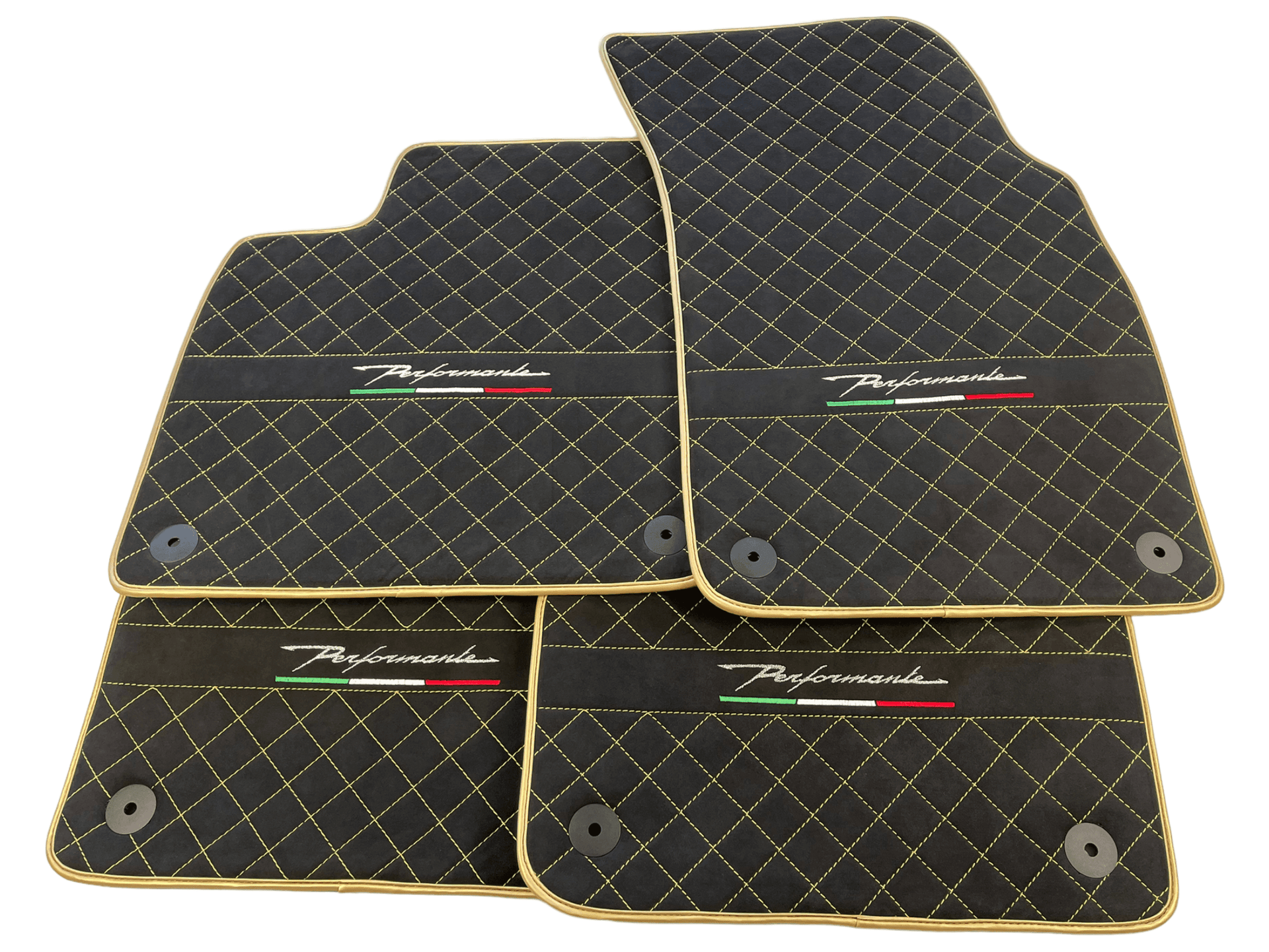 Lamborghini Urus Alcantara Leather Floor Mats with Gold Trim