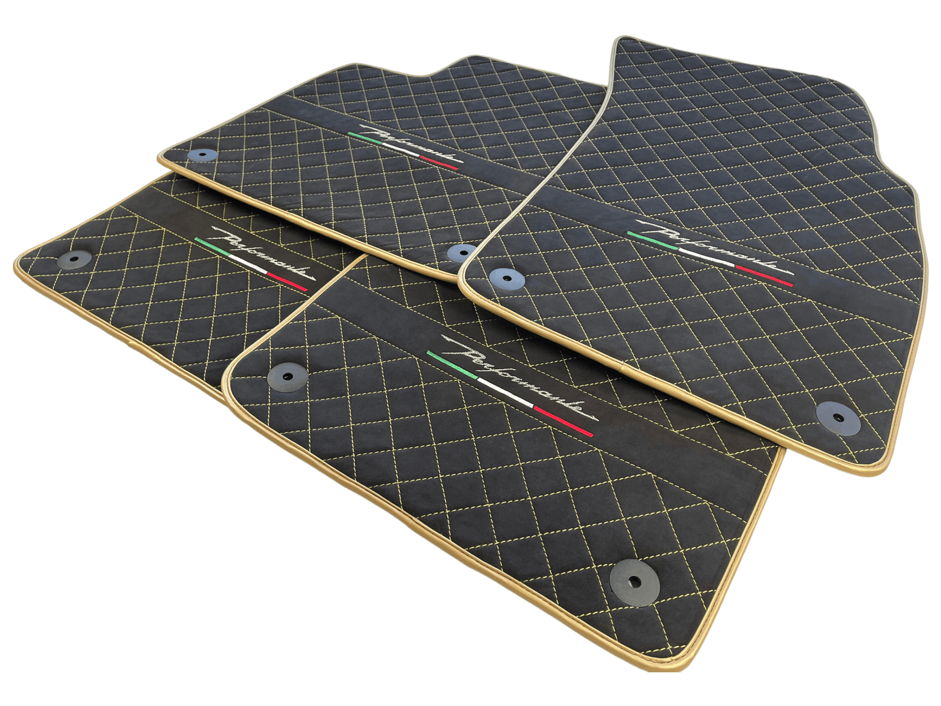 Lamborghini Urus Alcantara Leather Floor Mats with Gold Trim