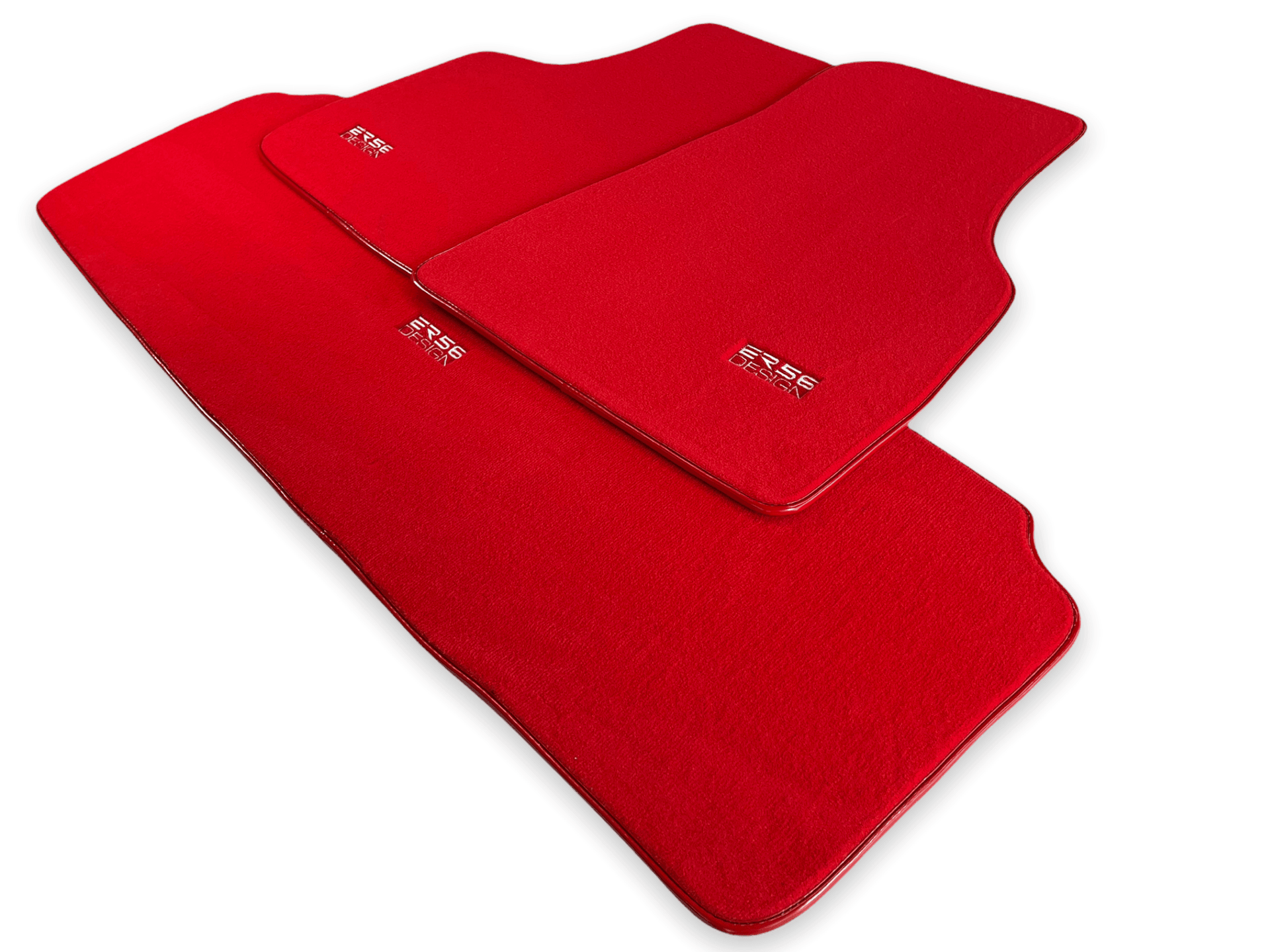 Floor Mats For Tesla Model X (6 Seats) Red Tailored Carpets ER56 Design - AutoWin