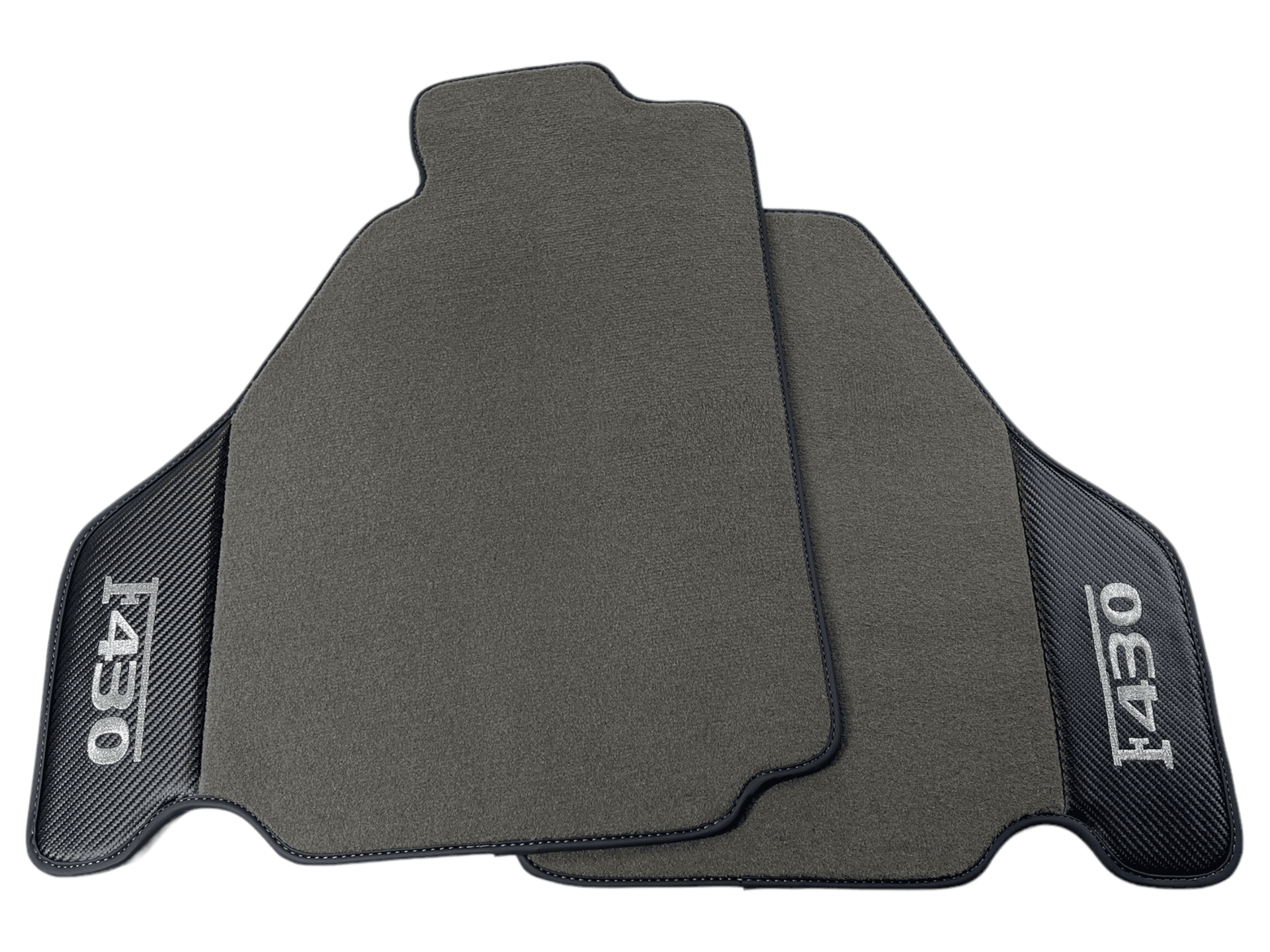 Gray Floor Mats For Ferrari F430 2004-2009 With Carbon Fiber Leather - AutoWin