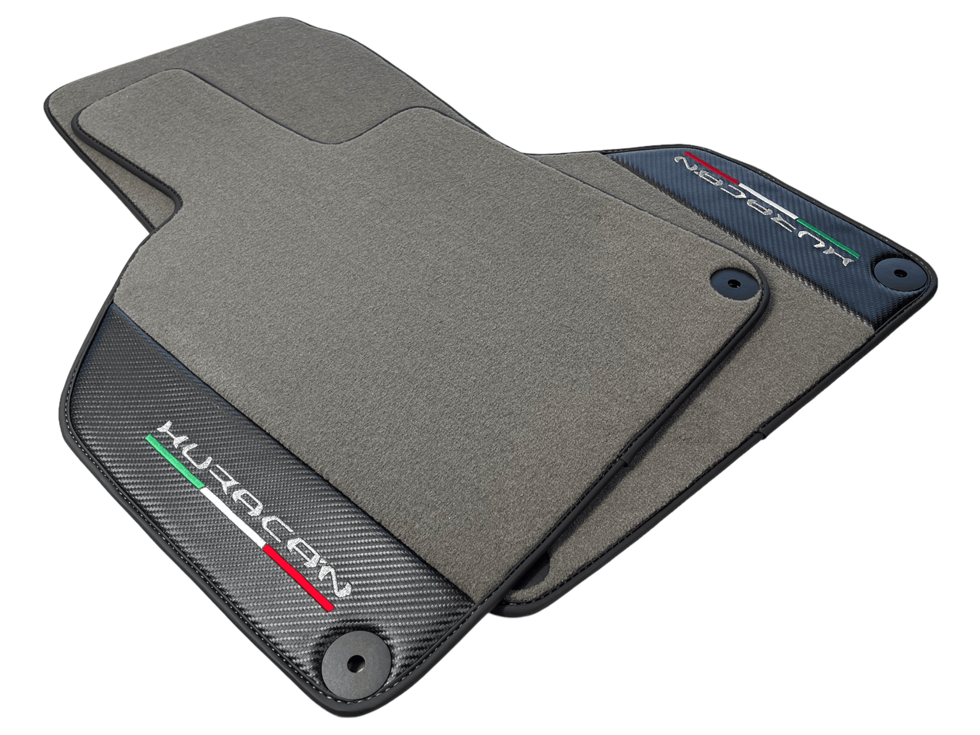 Gray Floor Mats for Lamborghini Huracan With Carbon Fiber Leather - AutoWin