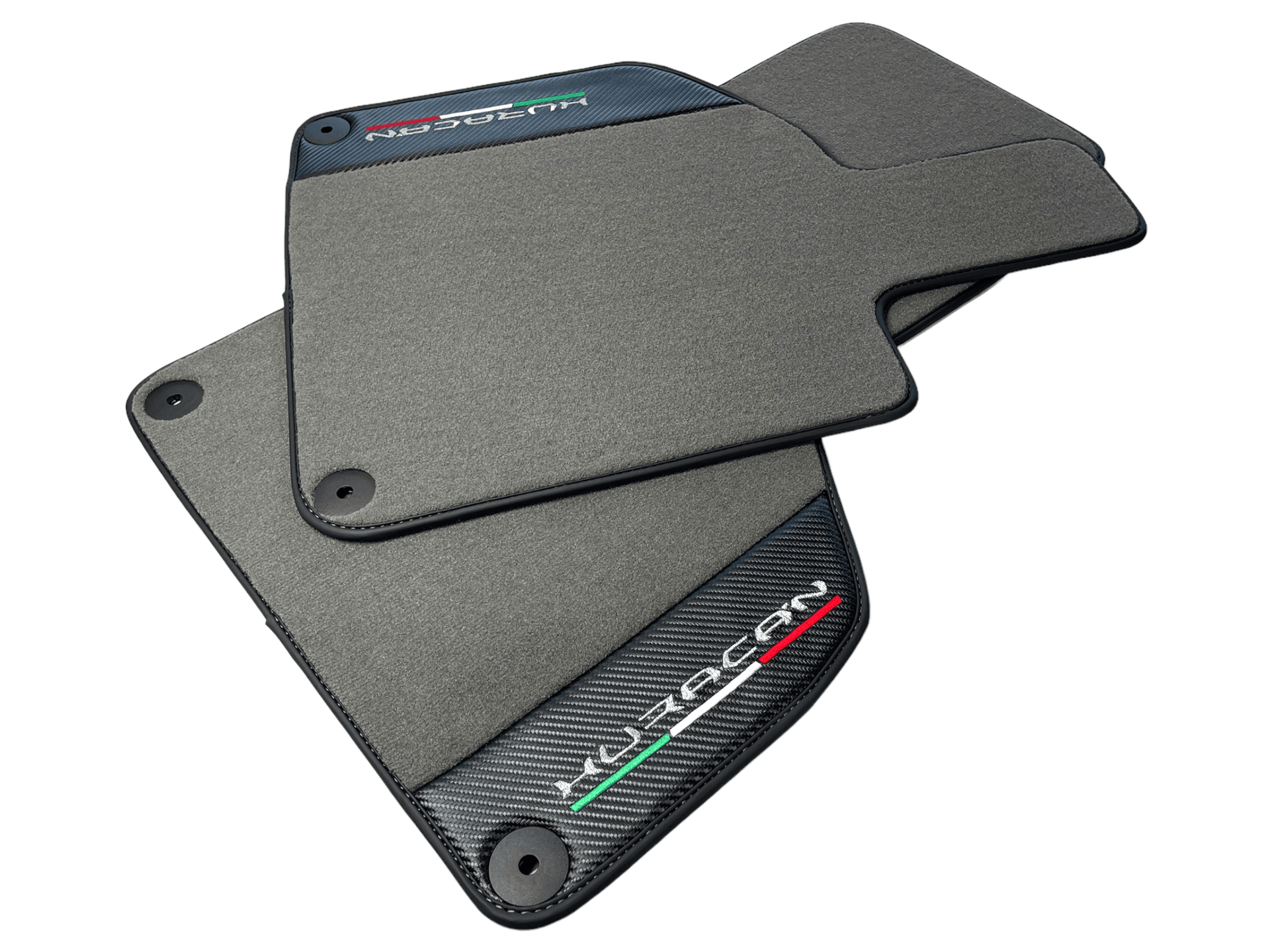 Gray Floor Mats for Lamborghini Huracan With Carbon Fiber Leather - AutoWin