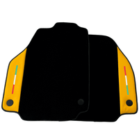 Black Floor Mats for Ferrari 488 Pista Spider (2019-2021) with Yellow Leather | Italian Edition - AutoWin