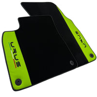 Black Floor Mats for Lamborghini Urus with Green Leather | Black Logo - AutoWin