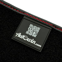 Black Floor Mats for Rolls Royce Cullinan with Red Alcantara Leather - AutoWin