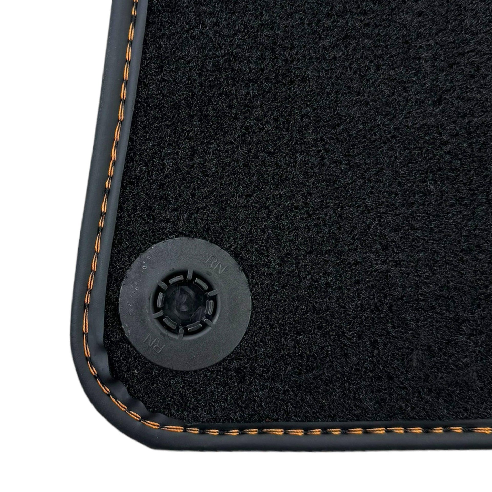 Black Floor Mats for Rolls Royce Cullinan with Orange Leather - AutoWin