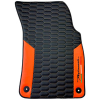 Black Floor Mats for Lamborghini Urus with Orange Leather - AutoWin