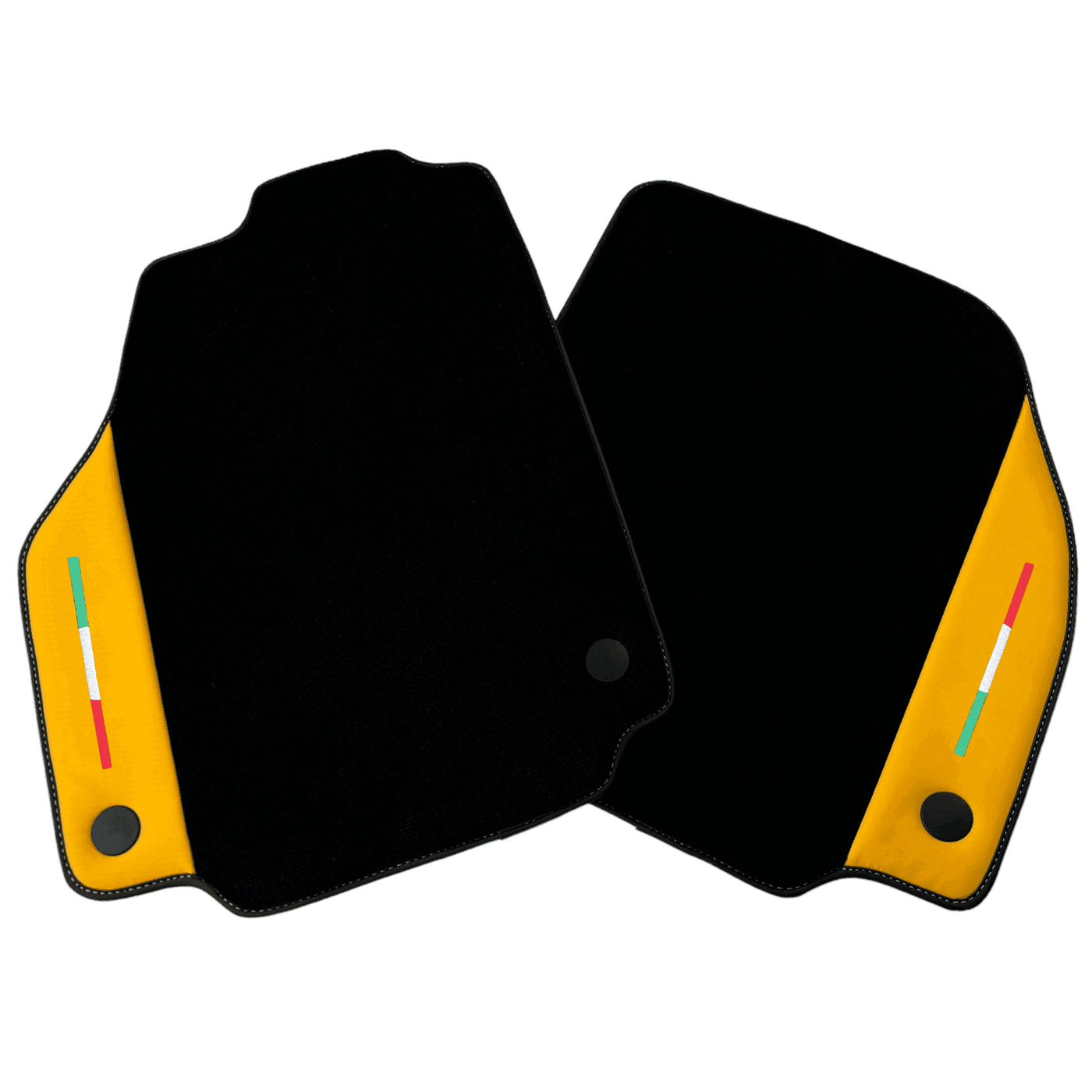 Black Floor Mats for Ferrari 488 Pista Spider (2019-2021) with Yellow Leather | Italian Edition - AutoWin