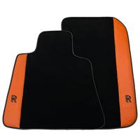 Black Floor Mats for Rolls Royce Ghost Series I (2010–2020) with Orange Leather - AutoWin