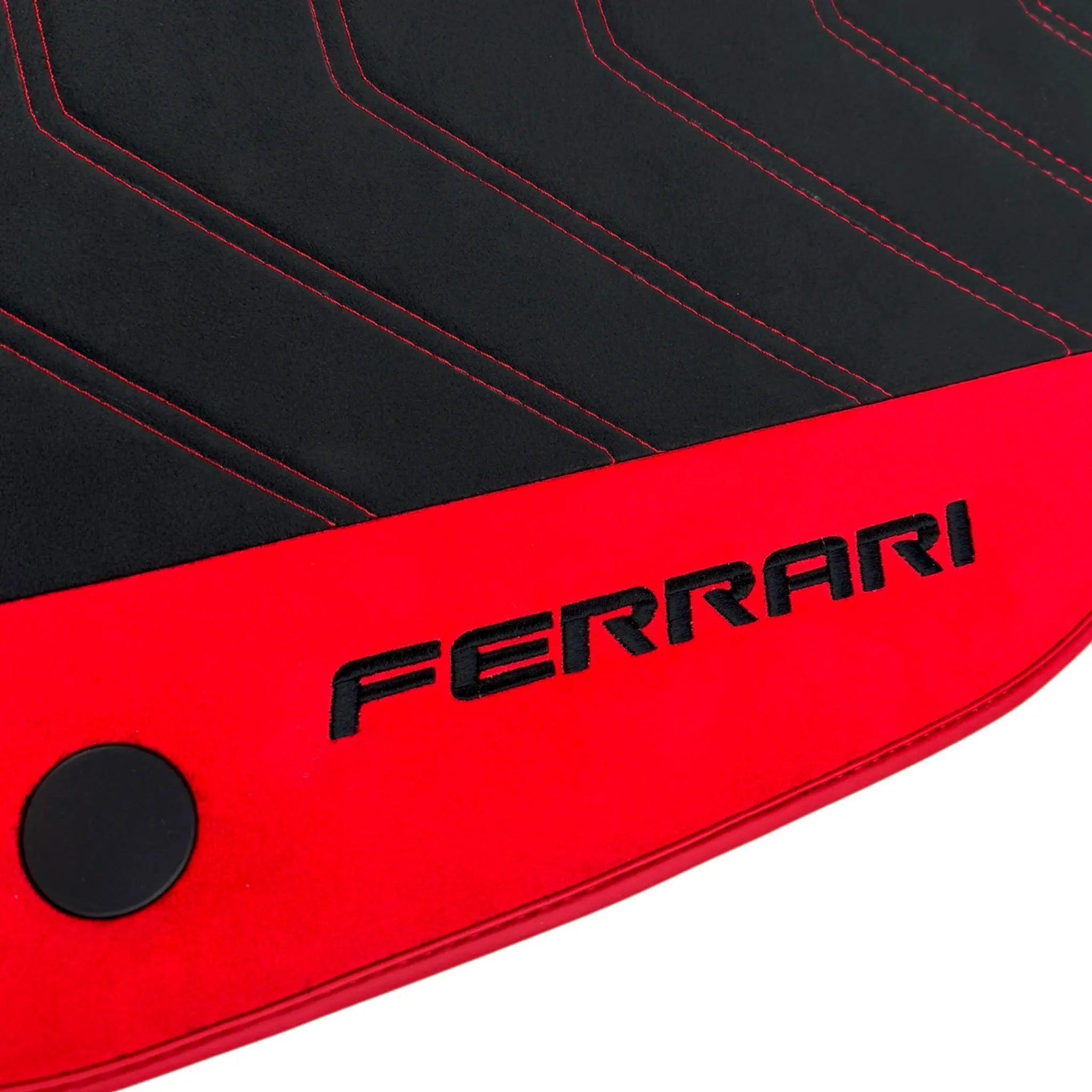 Alcantara Black Floor Mats for Ferrari 458 Spider (2012-2015) with Red Alcantara