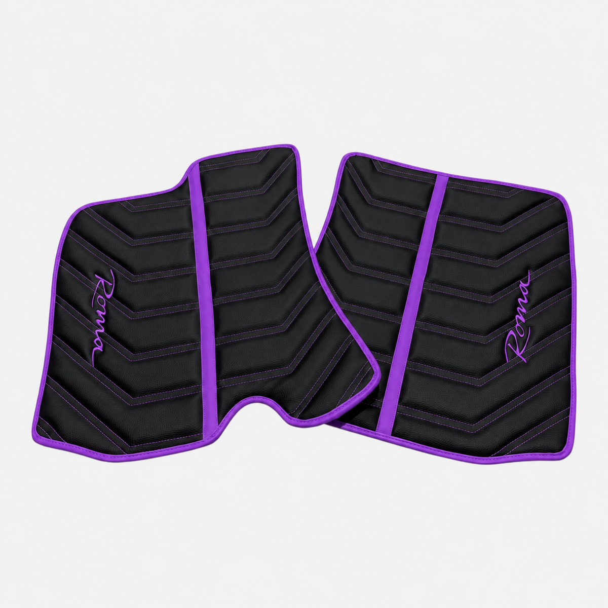 Black Leather Floor Mats for Ferrari Roma (2021-2027) Yellow Sewing
