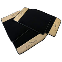 Black Floor Mats for Rolls Royce Cullinan with Beige Leather - AutoWin