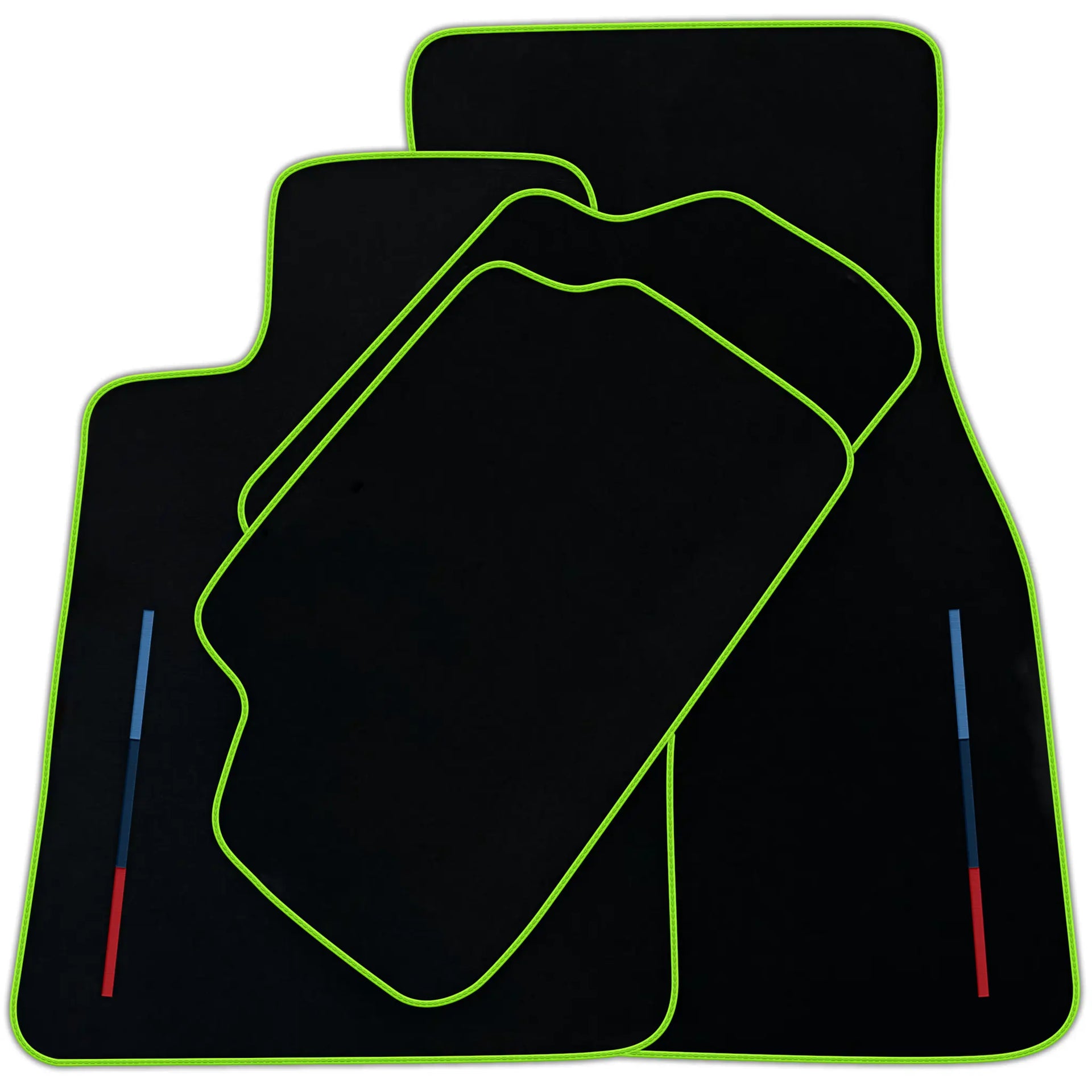 Black Floor Mats For BMW 6 Series E24 Coupe With 3 Color Stripes Tailored Set Perfect Fit | Various Trim Colors