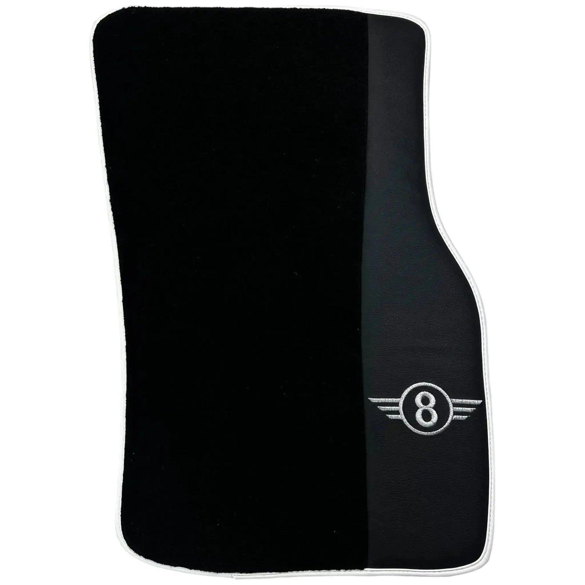 Black Floor Mats for Mini Cabrio R52 Convertible (2004-2009) with Leather | White Trim - AutoWin
