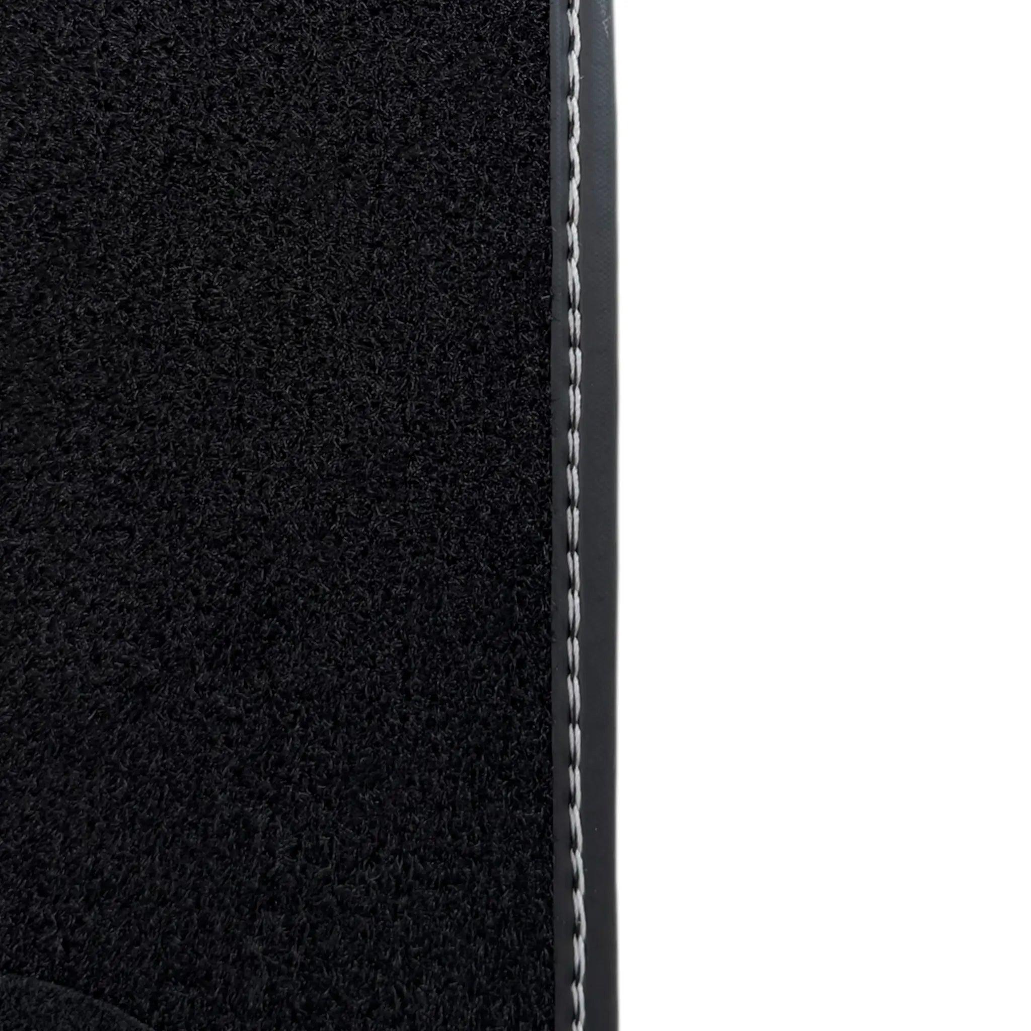 Black Floor Mats for Rolls Royce Phantom Sedan (2003-2016) with Gray Leather Borders