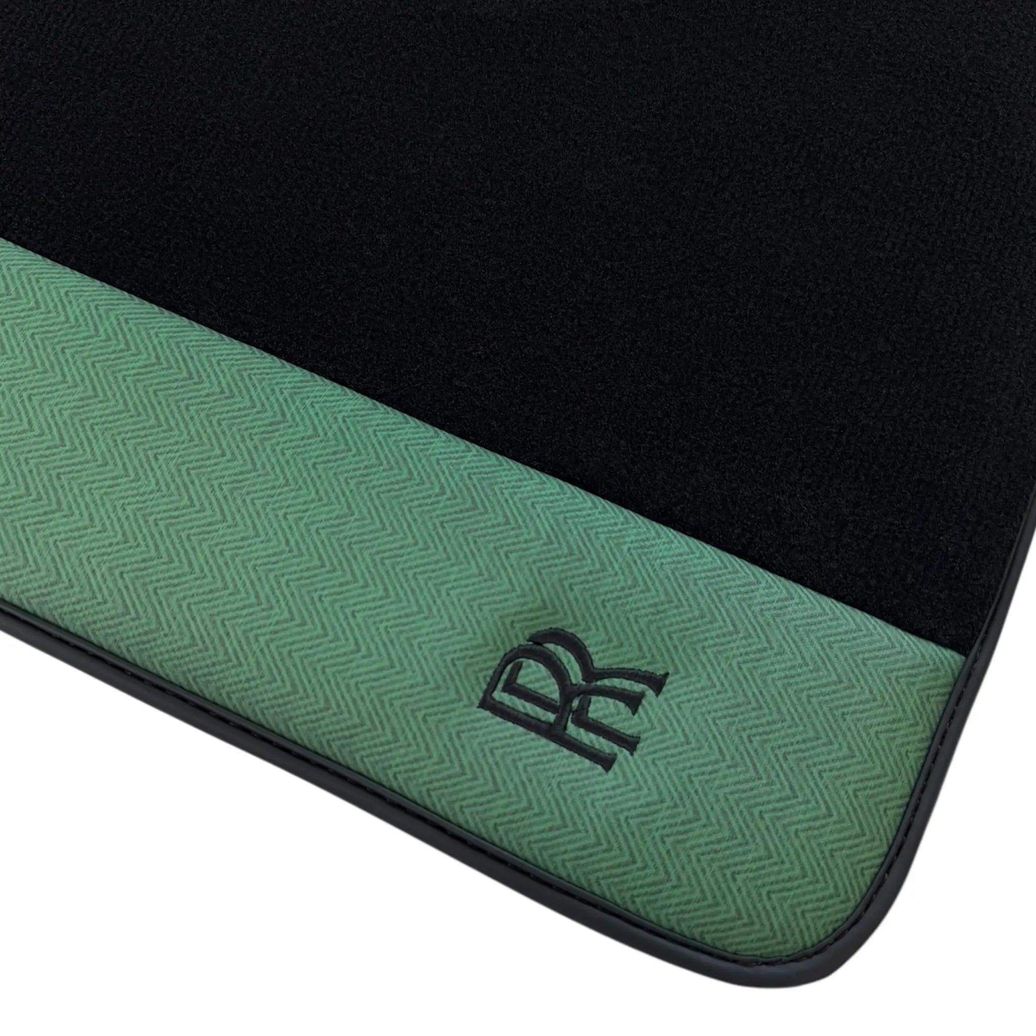 Black Floor Mats for Rolls Royce Phantom Sedan (2003-2016) with Green Leather