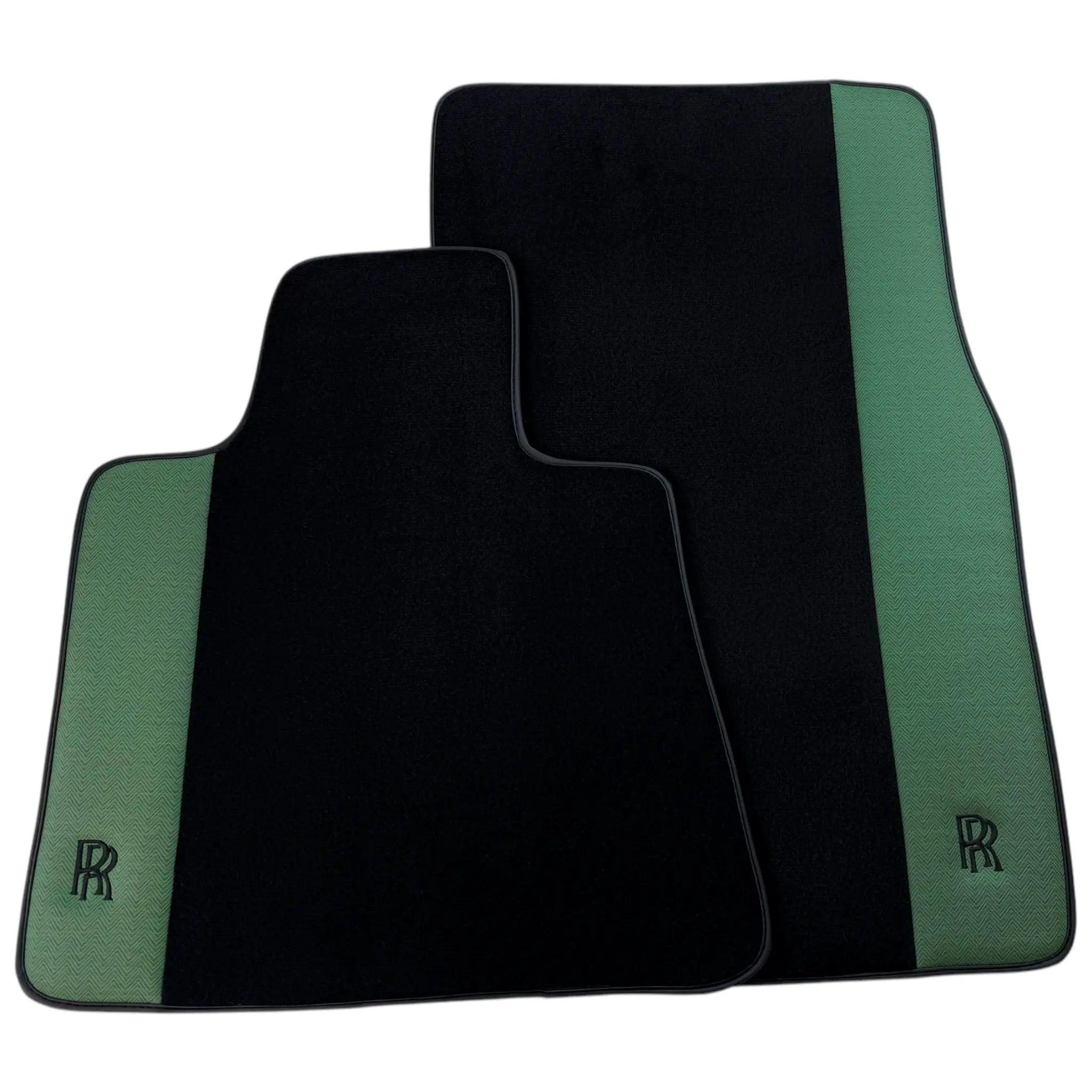 Black Floor Mats for Rolls Royce Phantom Sedan (2003-2016) with Green Leather