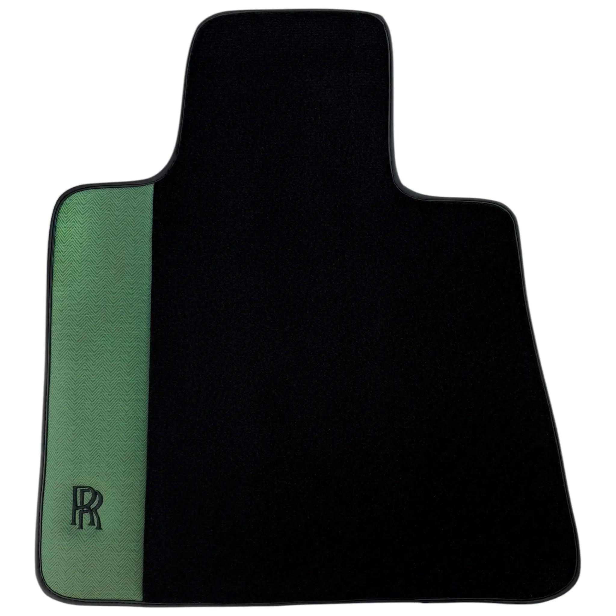 Black Floor Mats for Rolls Royce Phantom Sedan (2003-2016) with Green Leather