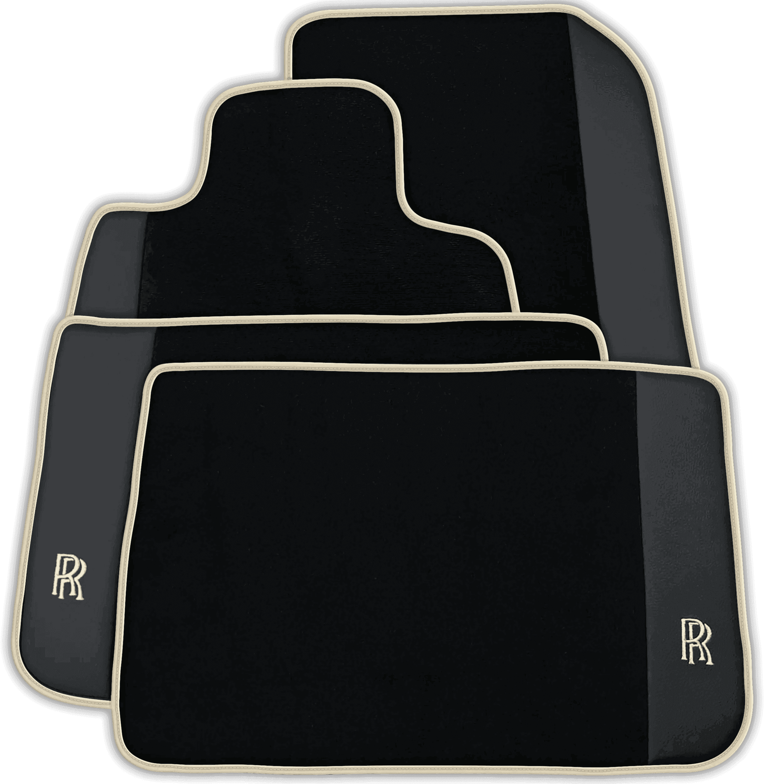 Black Floor Mats for Rolls Royce Spectre (2023-2024) with Leather | Various Trim Colors