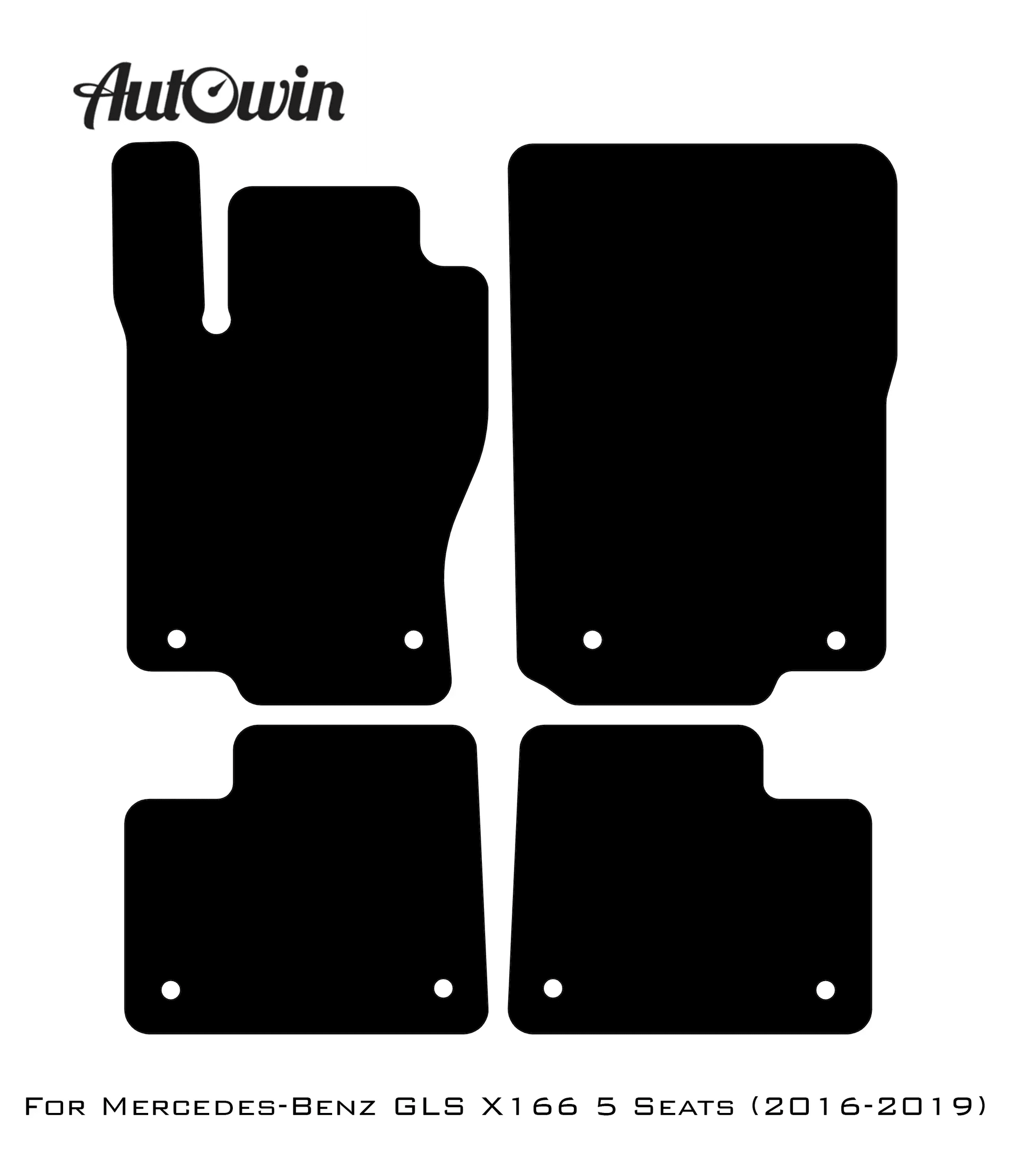Black Leather Floor Mats For Mercedes Benz GLS-Class X166 (2016-2019) | ER56 Design - AutoWin